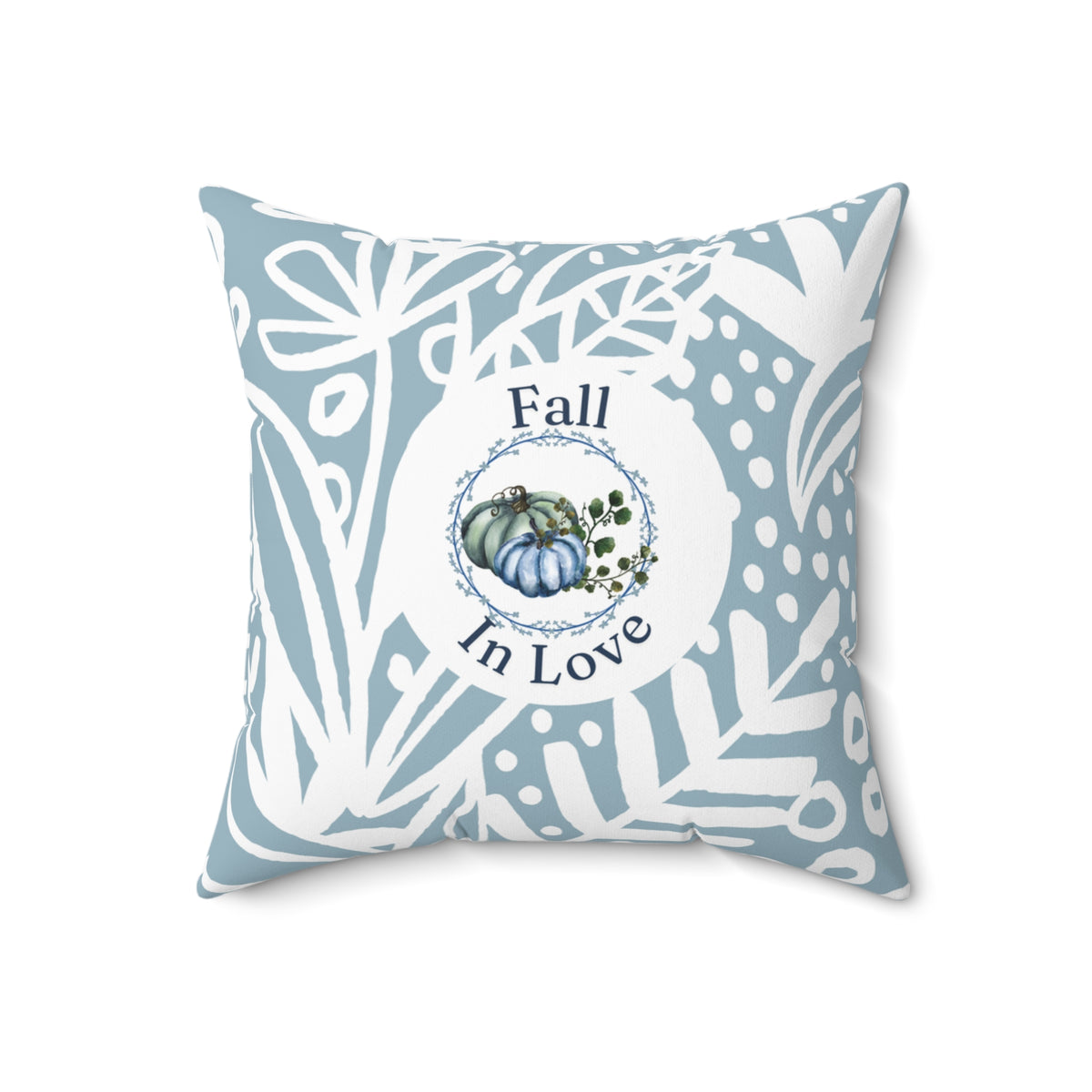 Fall in Love Blue Pumpkin Pillow — Double-Sided Autumn Accent Decor