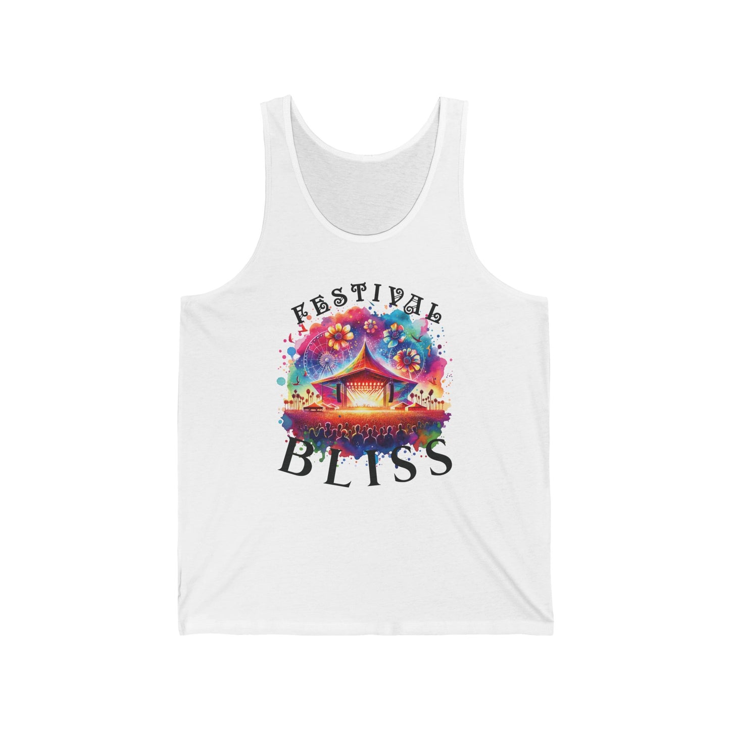 Festival Bliss Colorful Abstract Music Festival Tank Top Bohemian Desert Style Music Lover Top for Festivals and Concerts