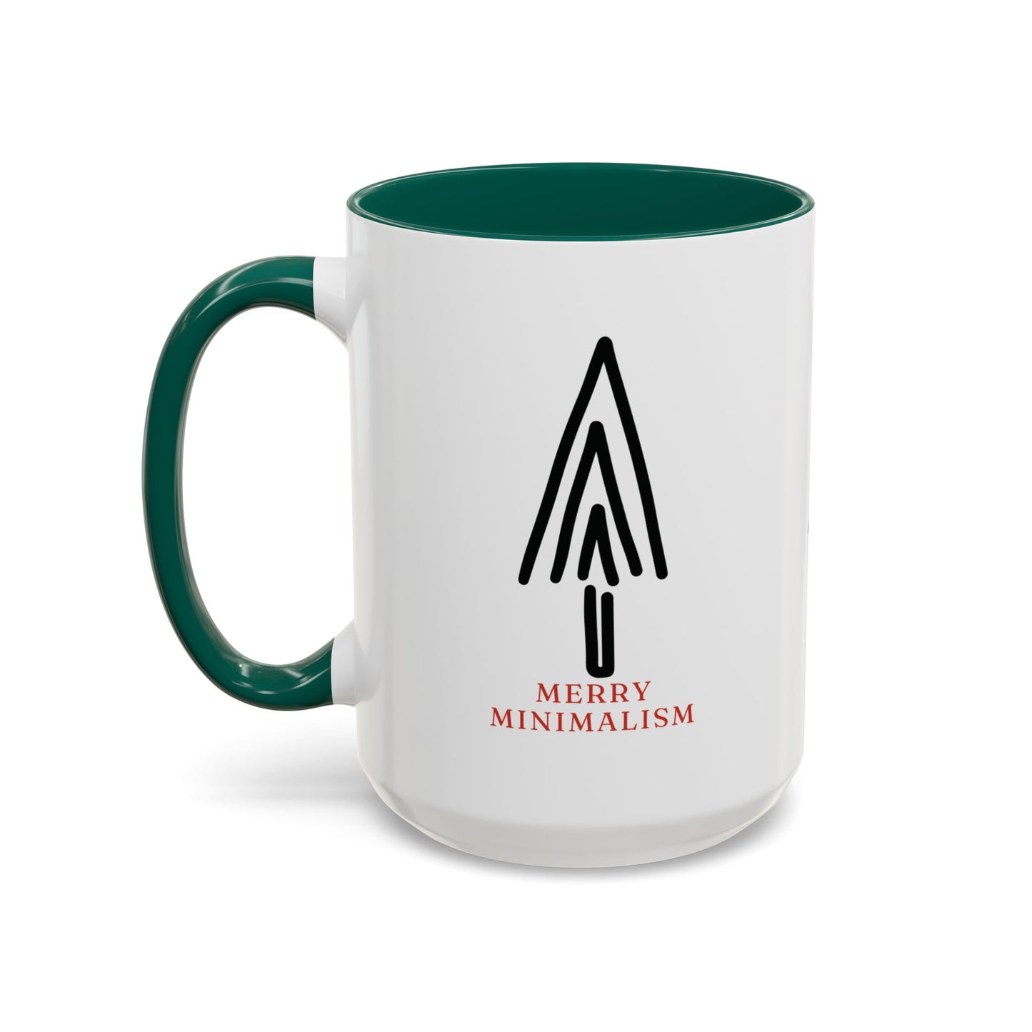 Merry Minimalism Geometric Tree 15 oz Red Accent Mug | Modern Christmas Tree Coffee Cup