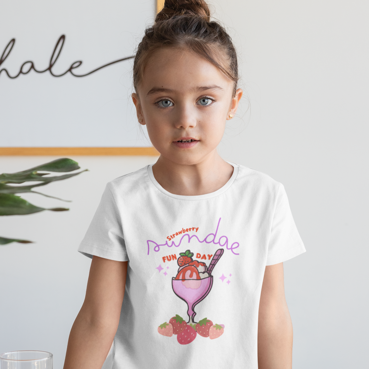 Kids Strawberry Sundae Fun Day T-Shirt Sweet Treats Dessert Summer Wear