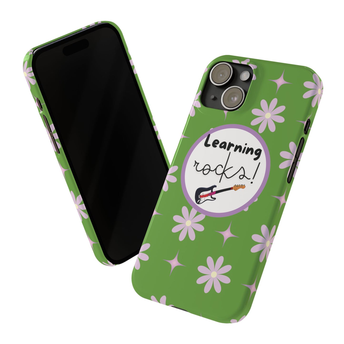 Green Floral Music-Themed iPhone Cover for Music Lovers Motivational Back to School Fun Phone Case  Trendy School Gear