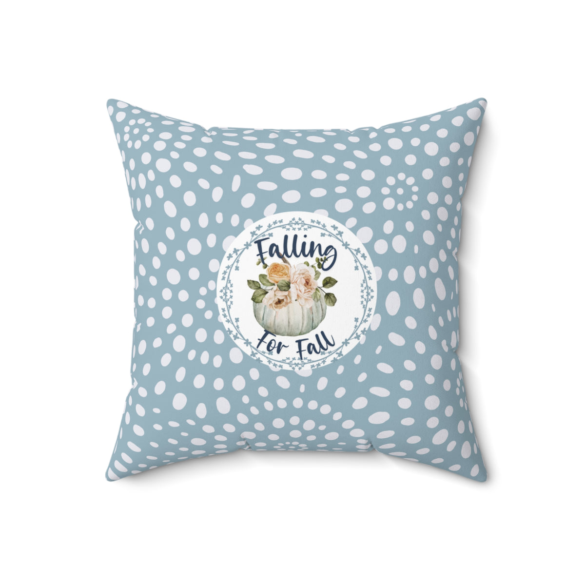 Falling for Fall Blue Floral Pumpkin Pillow