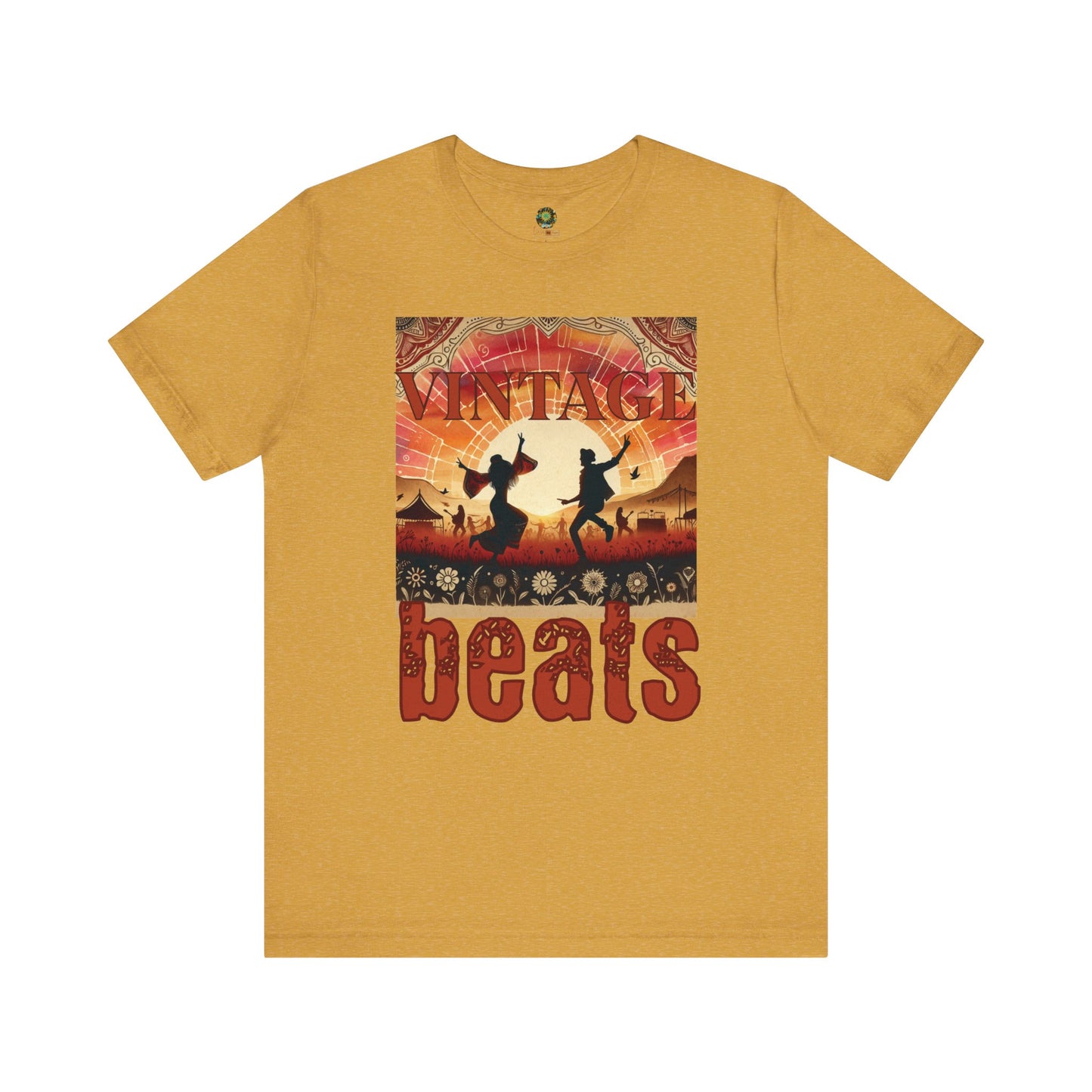 Vintage Beats Festival T-Shirt Trendy Silhouette  Dancing Couple Boho Desert Rhythms Top for Music Lovers and Festival-Goers