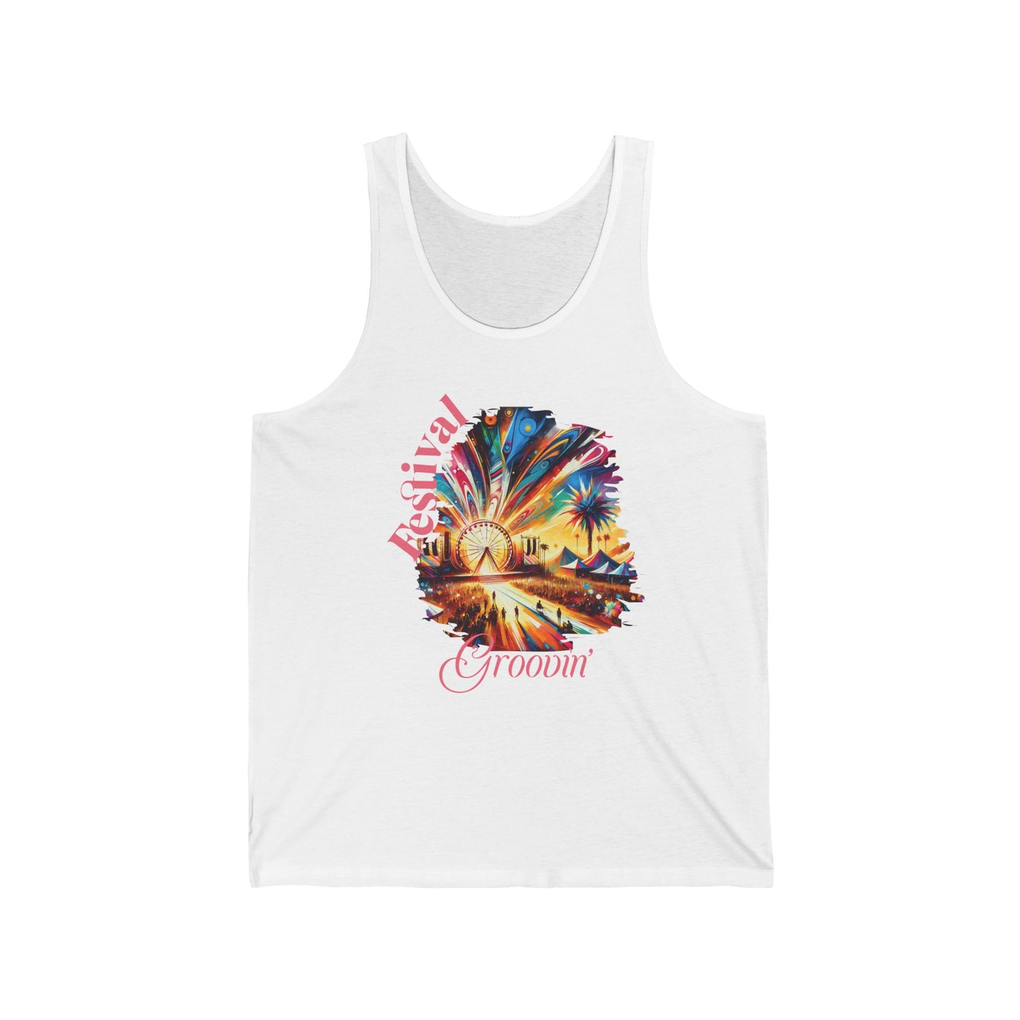 Festival Groovin Tank Top Colorful Bohemian Music Festival Tee for Desert Vibes Summer Events Music Lovers