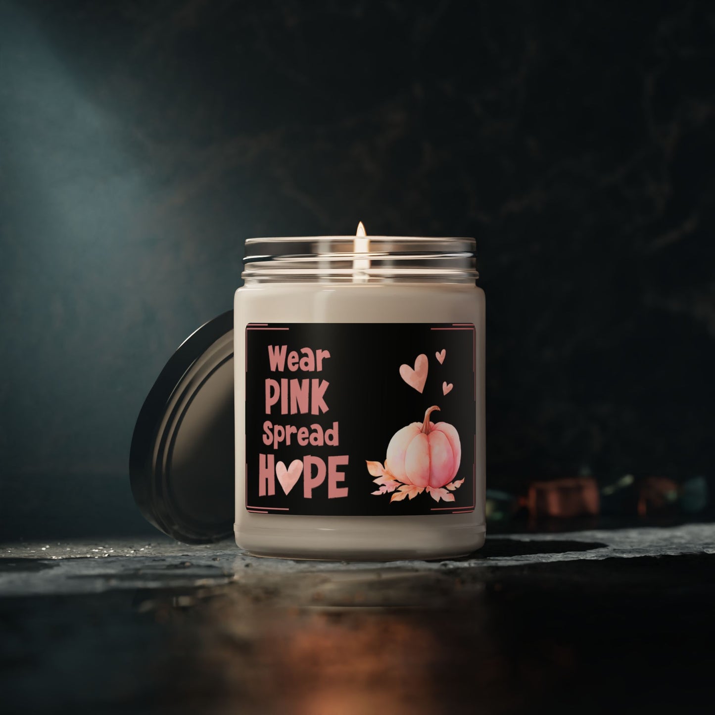 Pink Pumpkin Heart Tribute Candle Seasonal Breast Cancer Awareness Survivor Hope Candle Gift