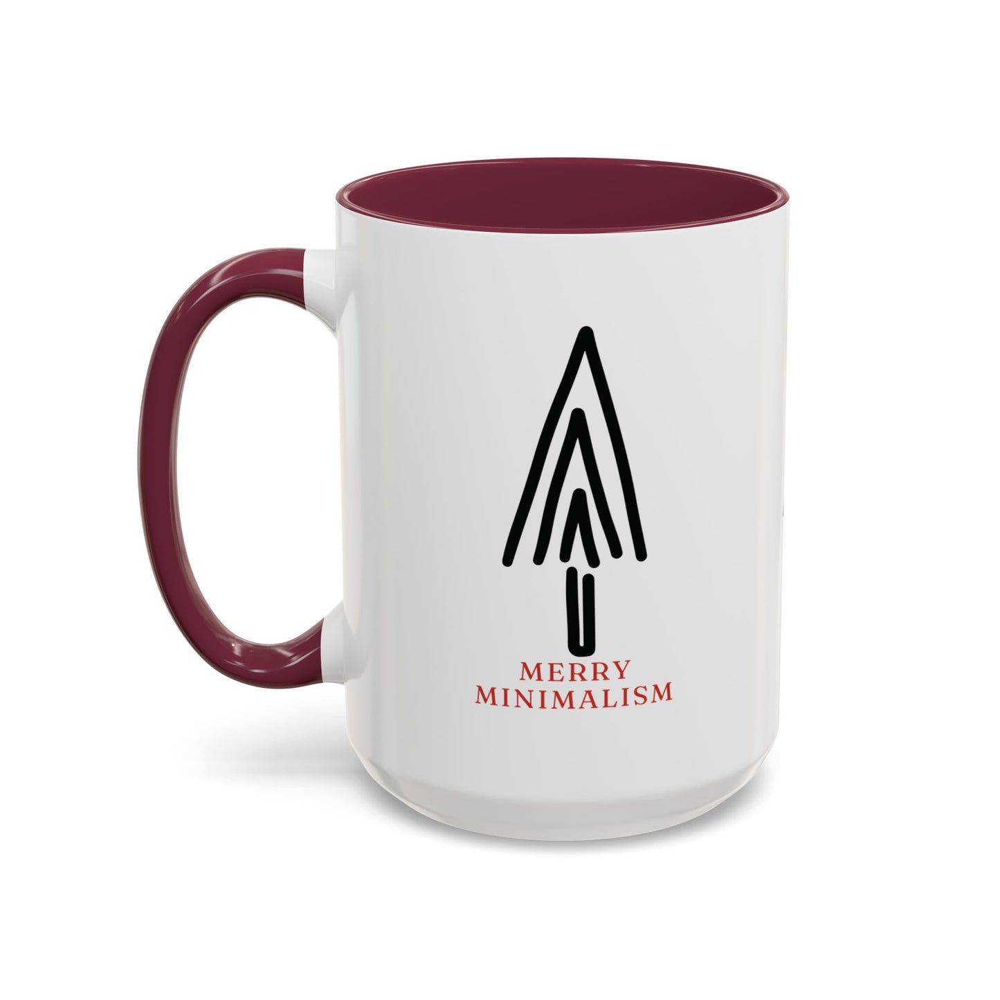 Merry Minimalism Geometric Tree 15 oz Red Accent Mug | Modern Christmas Tree Coffee Cup
