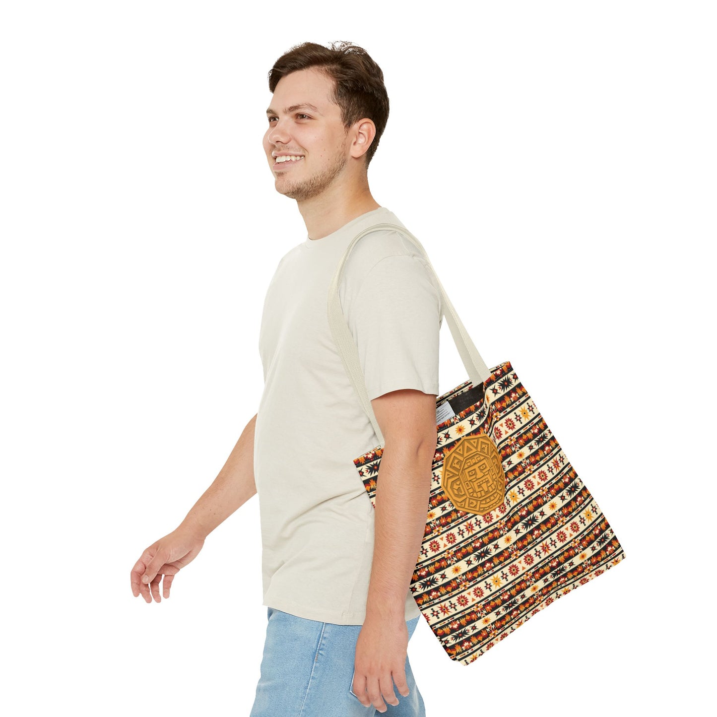 Southwestern Tote with Mayan Accent Fashionable Artistic Aztec Print Multiuse Bag for Weekend Getaways