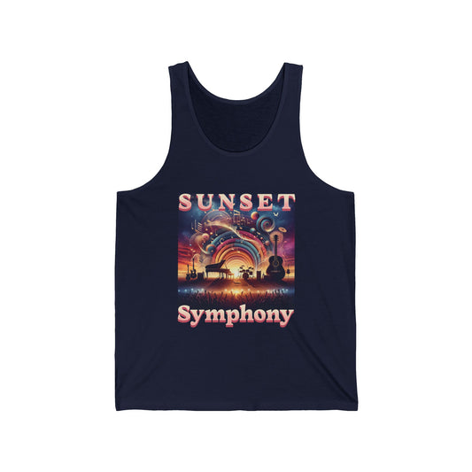 Bohemian Tank Top Sunset Symphony Desert Music Festival Sleeveless Tee for Festival Lovers and Boho Style Enthusiasts