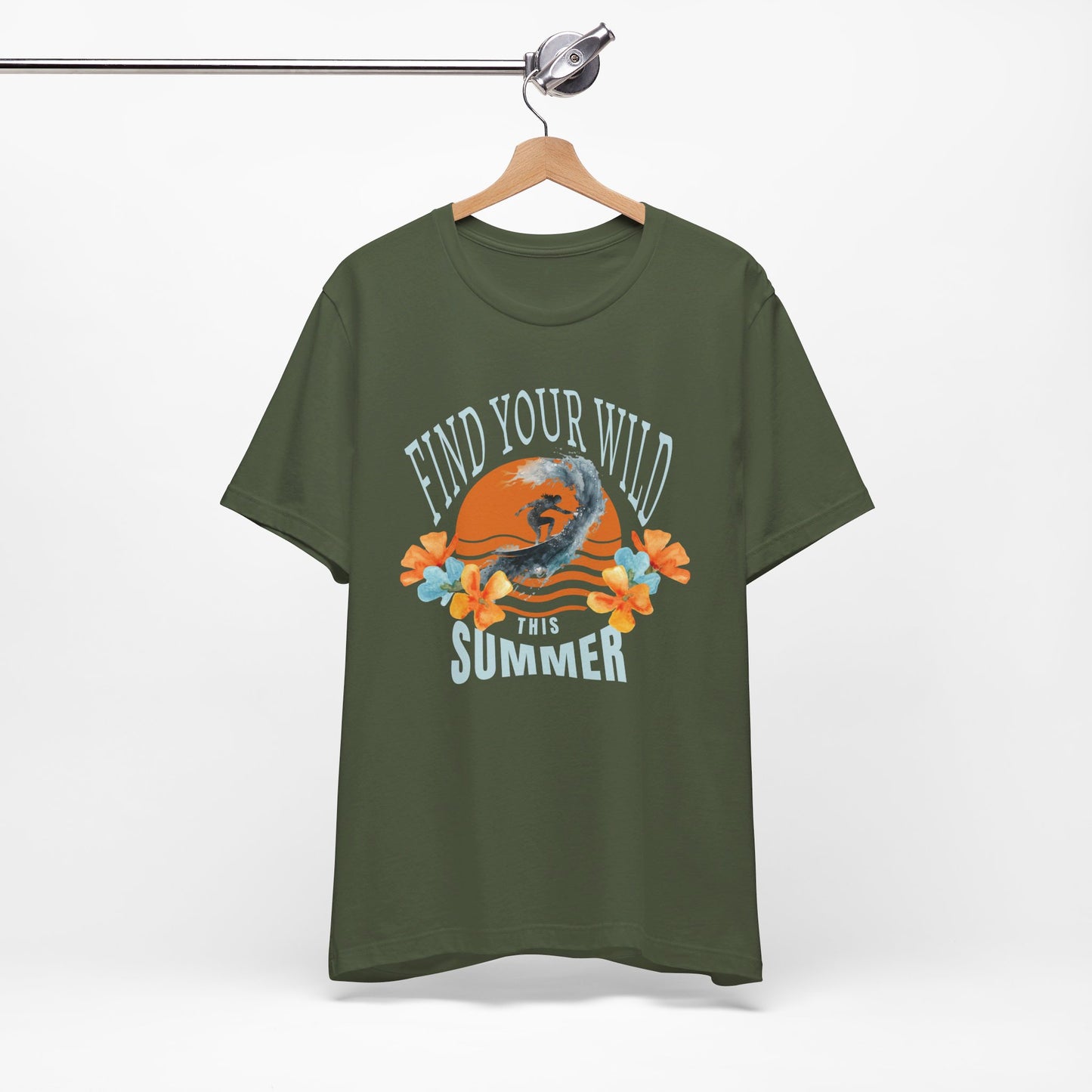 Surfer Tee Tropical Flowers and Sunset Beach Fashion Shirt for Surfing Enthusiasts and Ocean Lovers Summer Vibes Beachwear