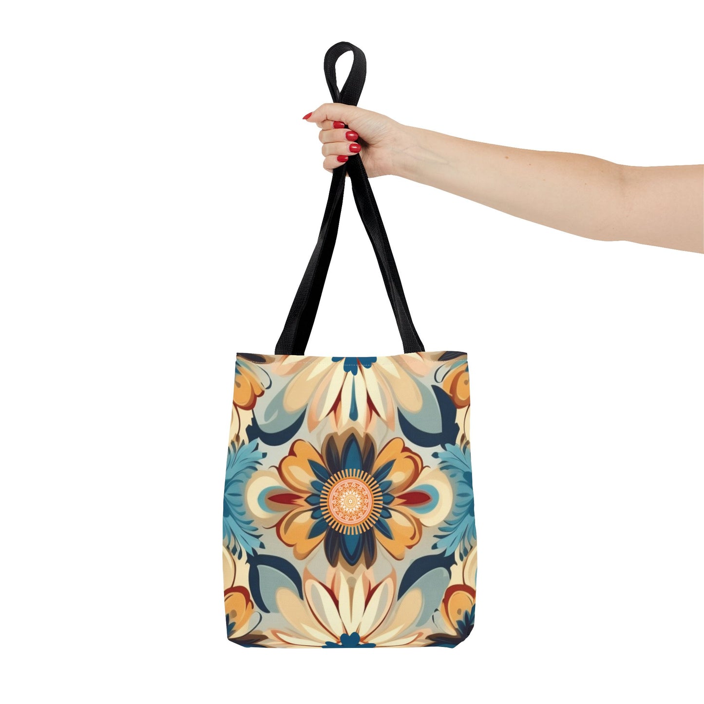 Bohemian Style Floral Tote With Medallion Accent Trendy Multipurpose Everyday Carryall Eye-Catching Design Fashionable Shopper