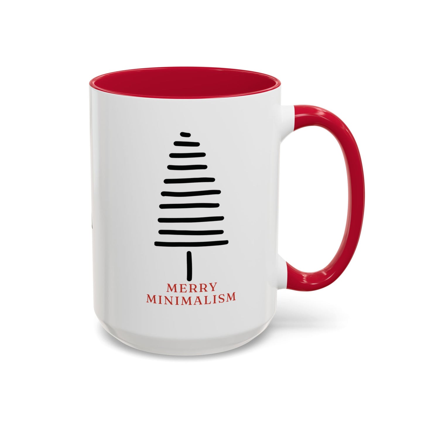 Merry Minimalism Feathery Tree 15 oz Red Accent Mug | Modern Christmas Tree Coffee Cup