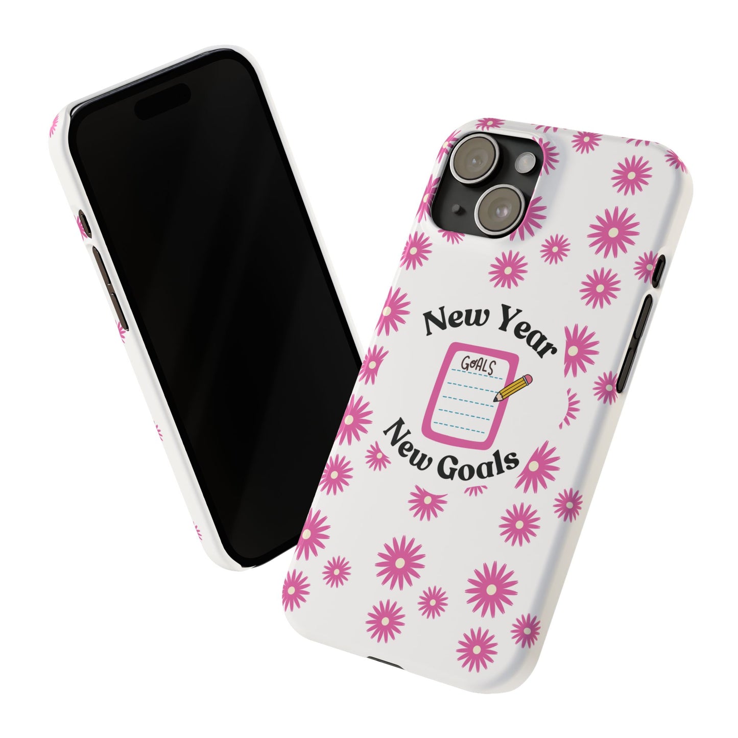 New Year New Goals iPhone Cover White Trendy School Supplies Goals Reminder Phone Accessory Positive Attitude School Gear