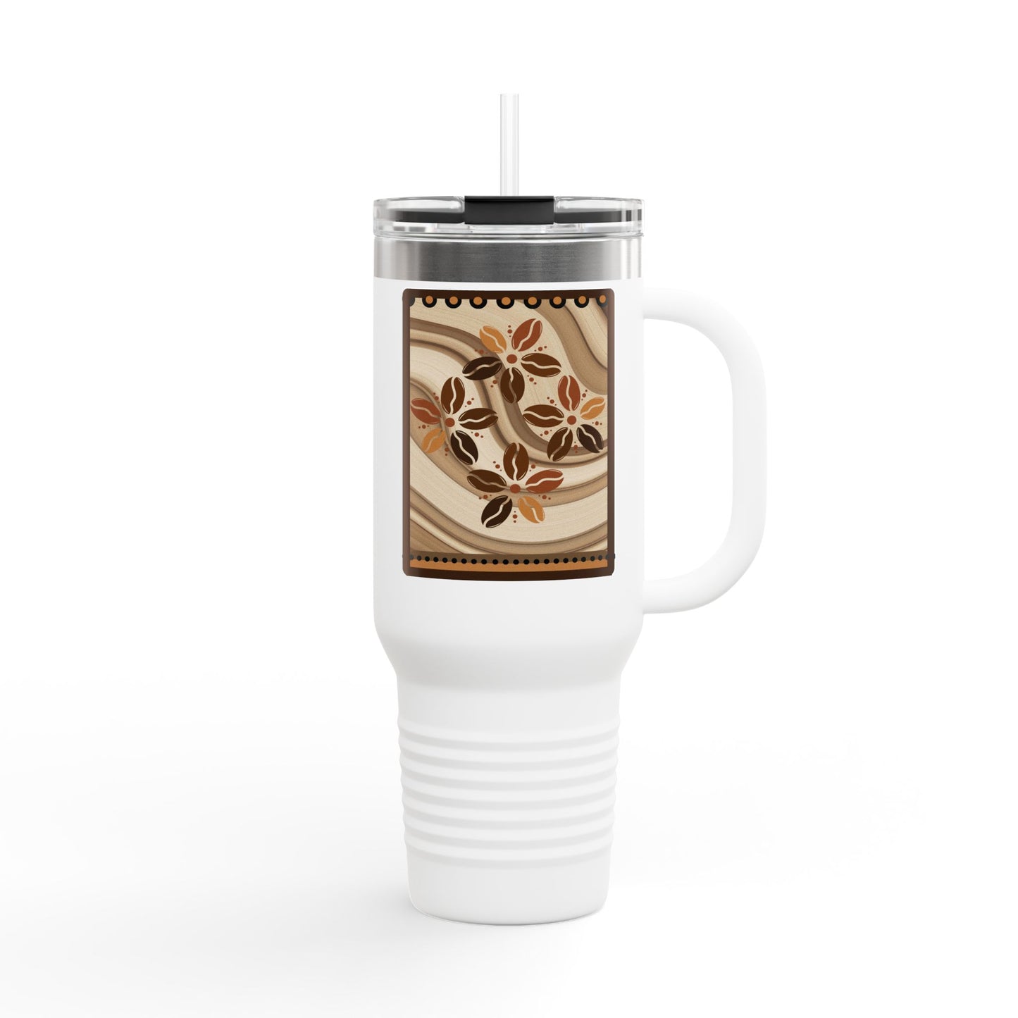 Coffee Bloom 40 oz Tumbler | Floral Coffee Travel Mug | Warm Neutral Everyday Drinkware