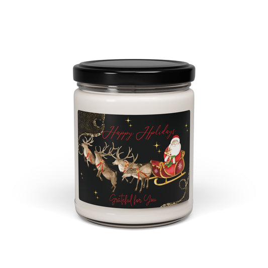 Christmas Gift Candle Santa's Sleigh Black Label Holiday Appreciation Candle 9oz Eco-Friendly Seasonal Aromatic Candle Festive Home Hostess Gift