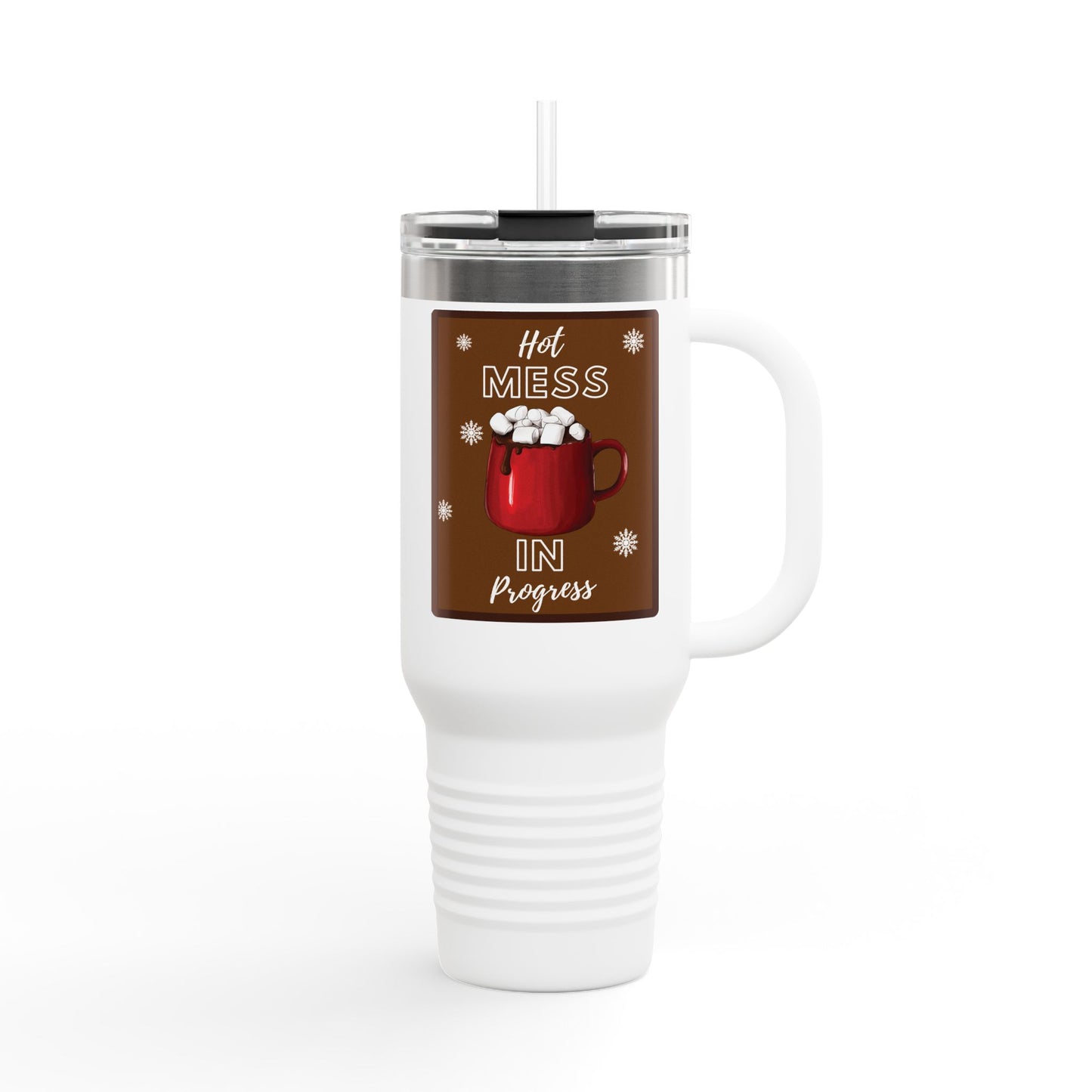 Hot Mess In Progress 40 oz Tumbler | Funny Coffee Travel Mug | Everyday Gift Drinkware