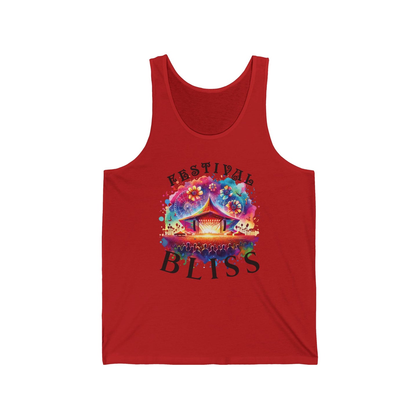 Festival Bliss Colorful Abstract Music Festival Tank Top Bohemian Desert Style Music Lover Top for Festivals and Concerts