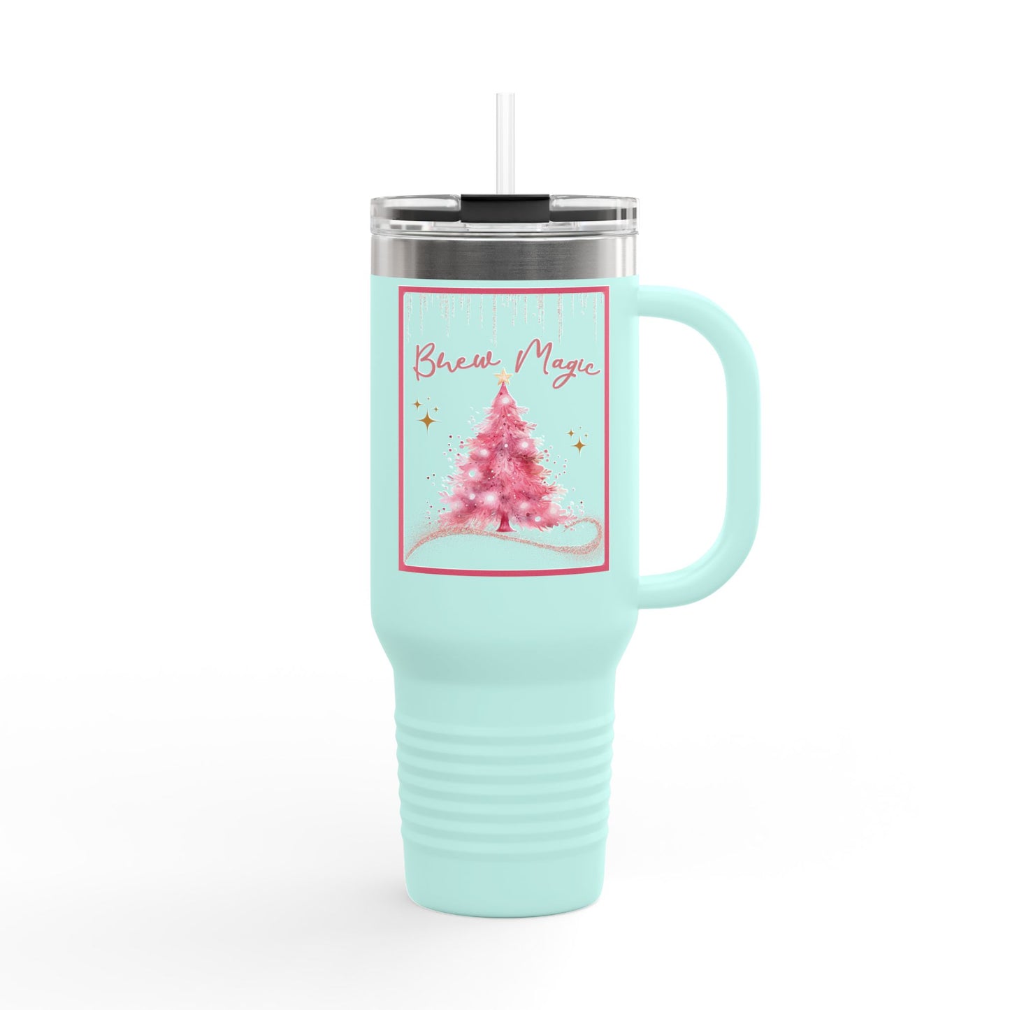 Christmas 40oz Insulated Travel Mug Double Wall Holiday Hot and Cold Mug Coffee Lover Brew Magic Gift