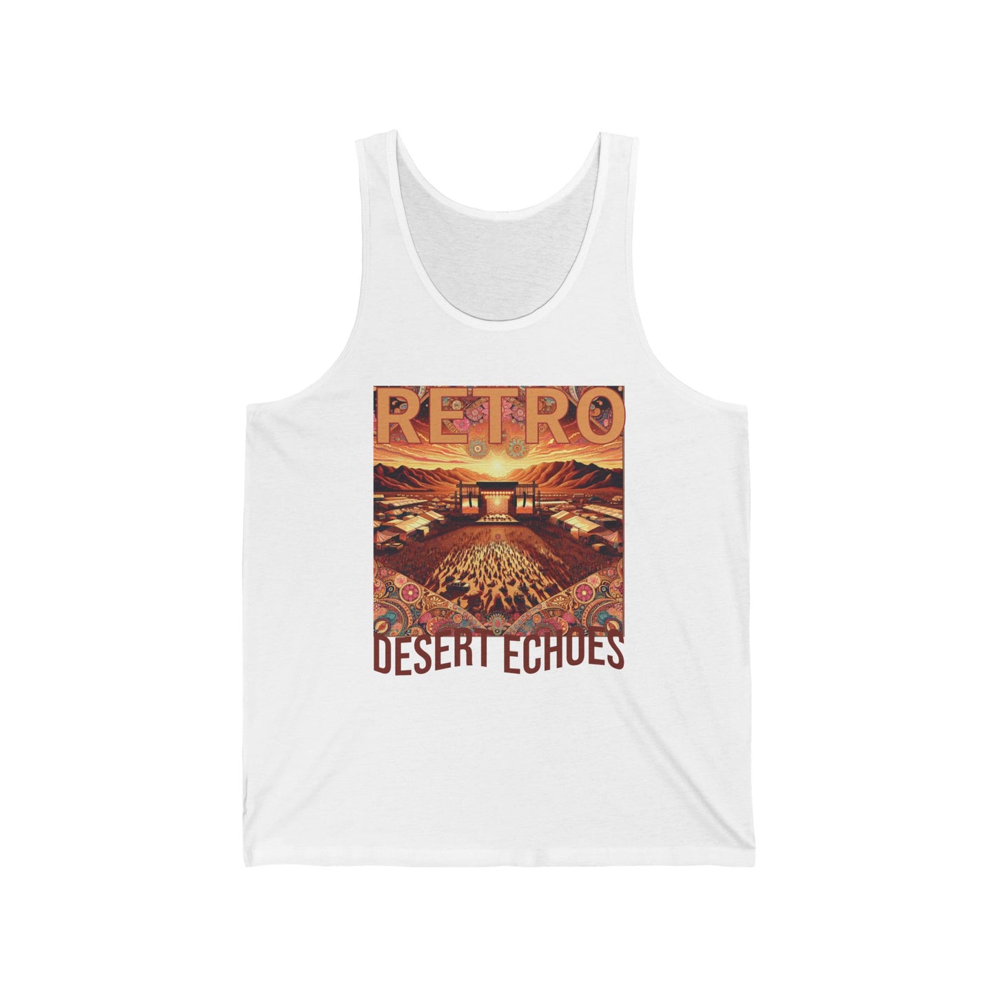 Trendy Festival-Goers Bohemian Music Summer Tank Retro Design Dance Wear Artistic Desert Festival Tank Top for Music Lovers