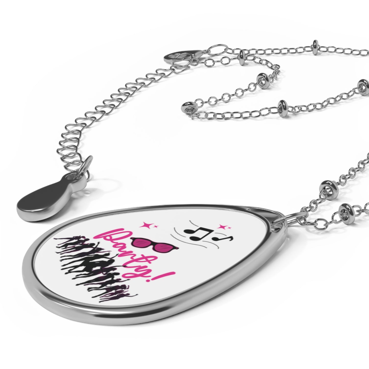 Party Necklace Pink Party Jewelry Dance Party Pendant Music Lover Gift Fun Festival Necklace Modern Celebration Jewelry Oasis by Alison