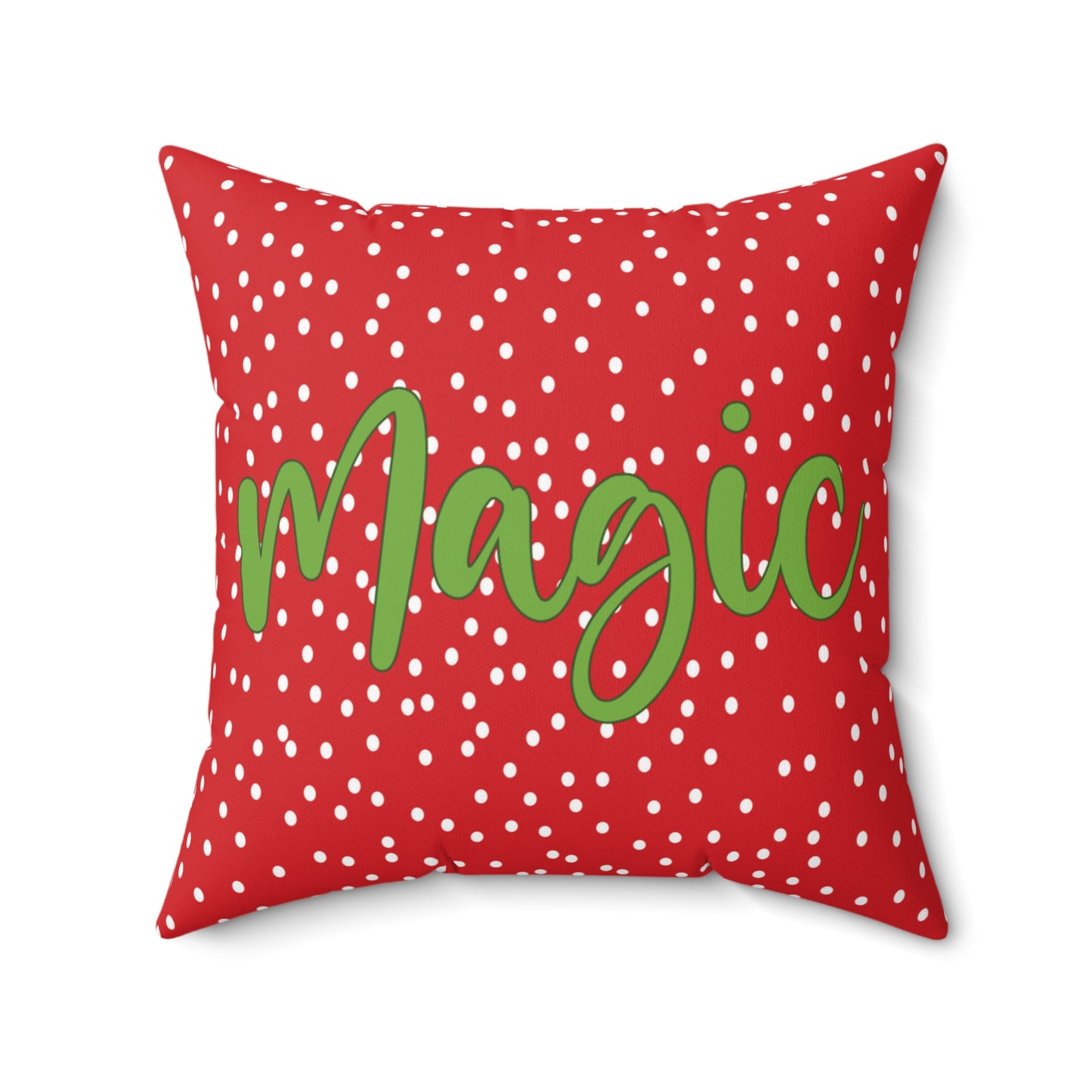 Christmas Red Double-Sided Script Polka Dot Pillow Festive Seasonal Home Accent Inspiring Holiday Spirit Home Decor Christmas Pillow Gift