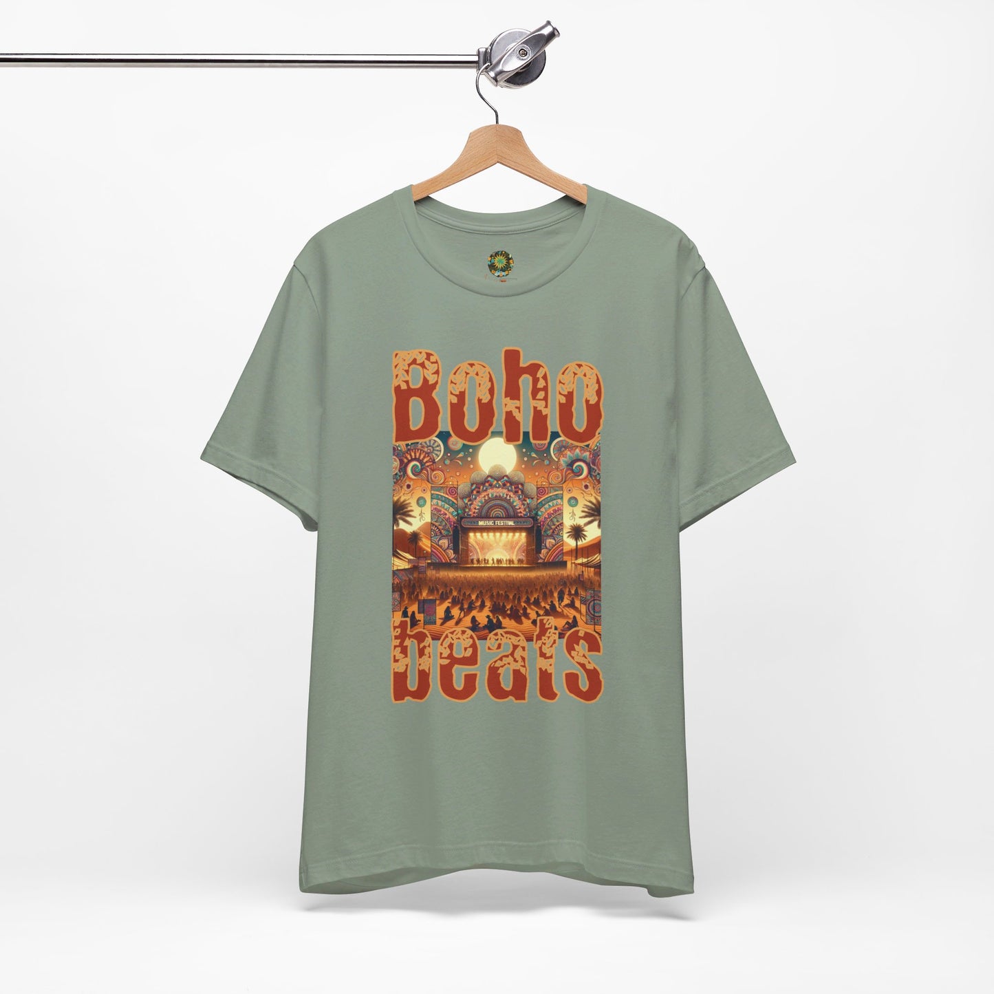 Boho Beats T-Shirt Music Festival Graphic Tee for Bohemian Desert Style, Music Lovers, and Festival Goers