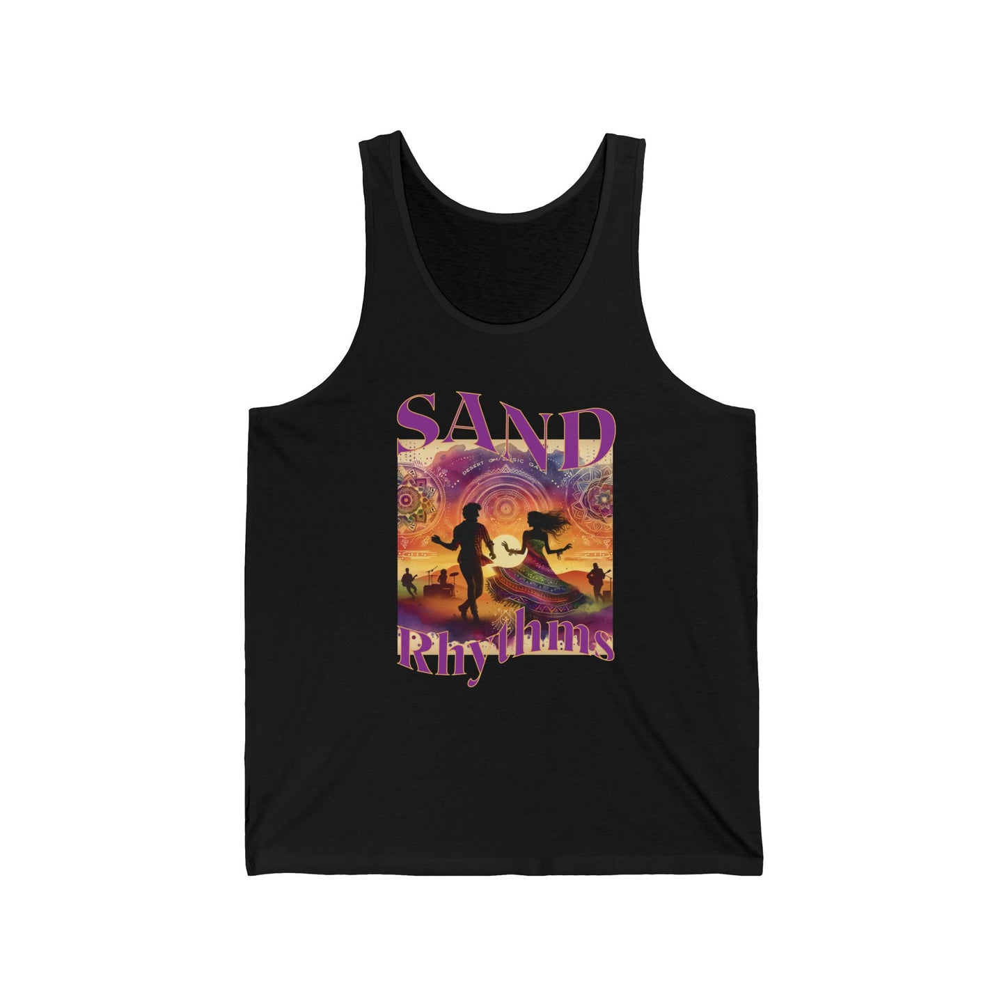 Sand Rhythms Tank Top Bohemian Desert Music Festival Design for Music Lovers and Festival Goers