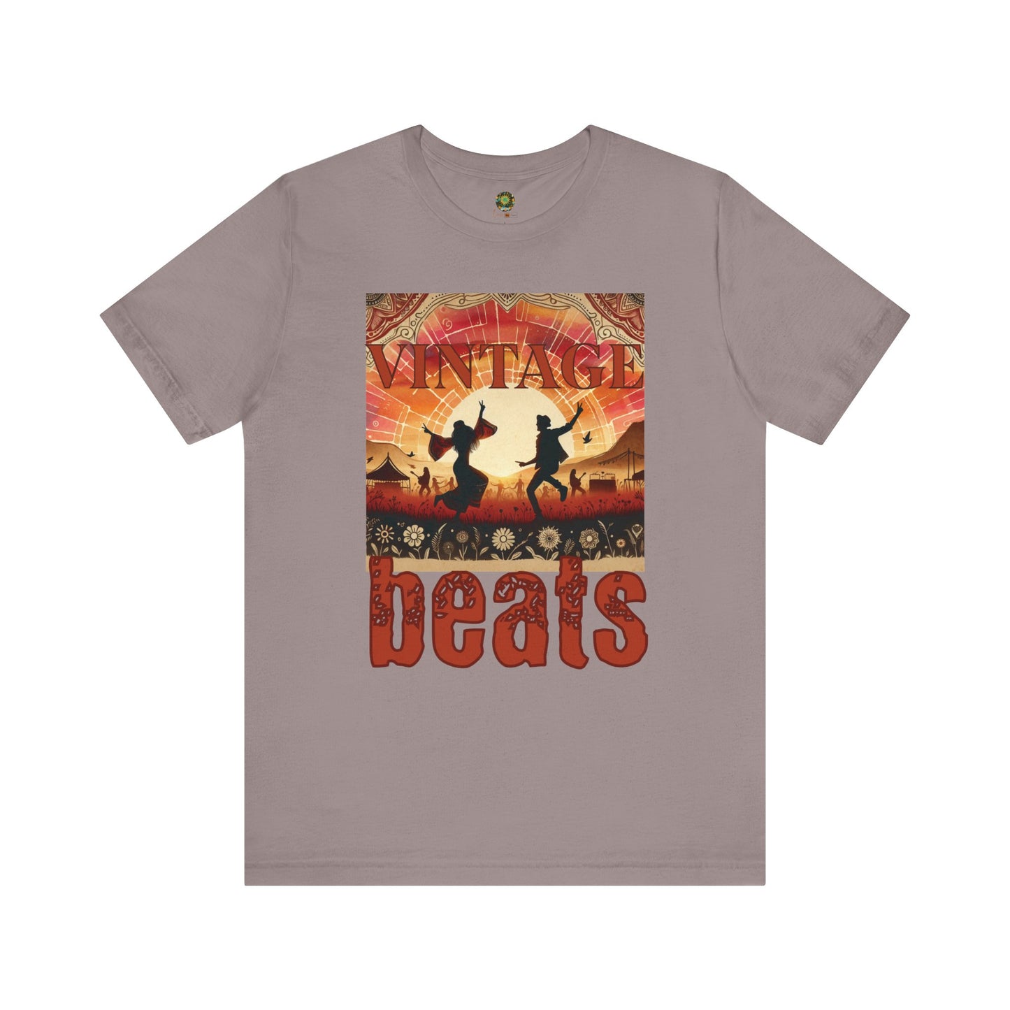 Vintage Beats Festival T-Shirt Trendy Silhouette  Dancing Couple Boho Desert Rhythms Top for Music Lovers and Festival-Goers