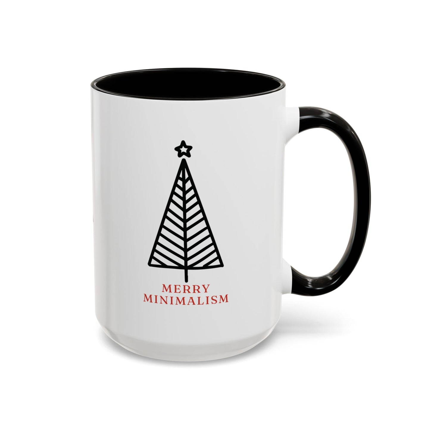 Merry Minimalism Geometric Tree 15 oz Red Accent Mug | Modern Christmas Tree Coffee Cup