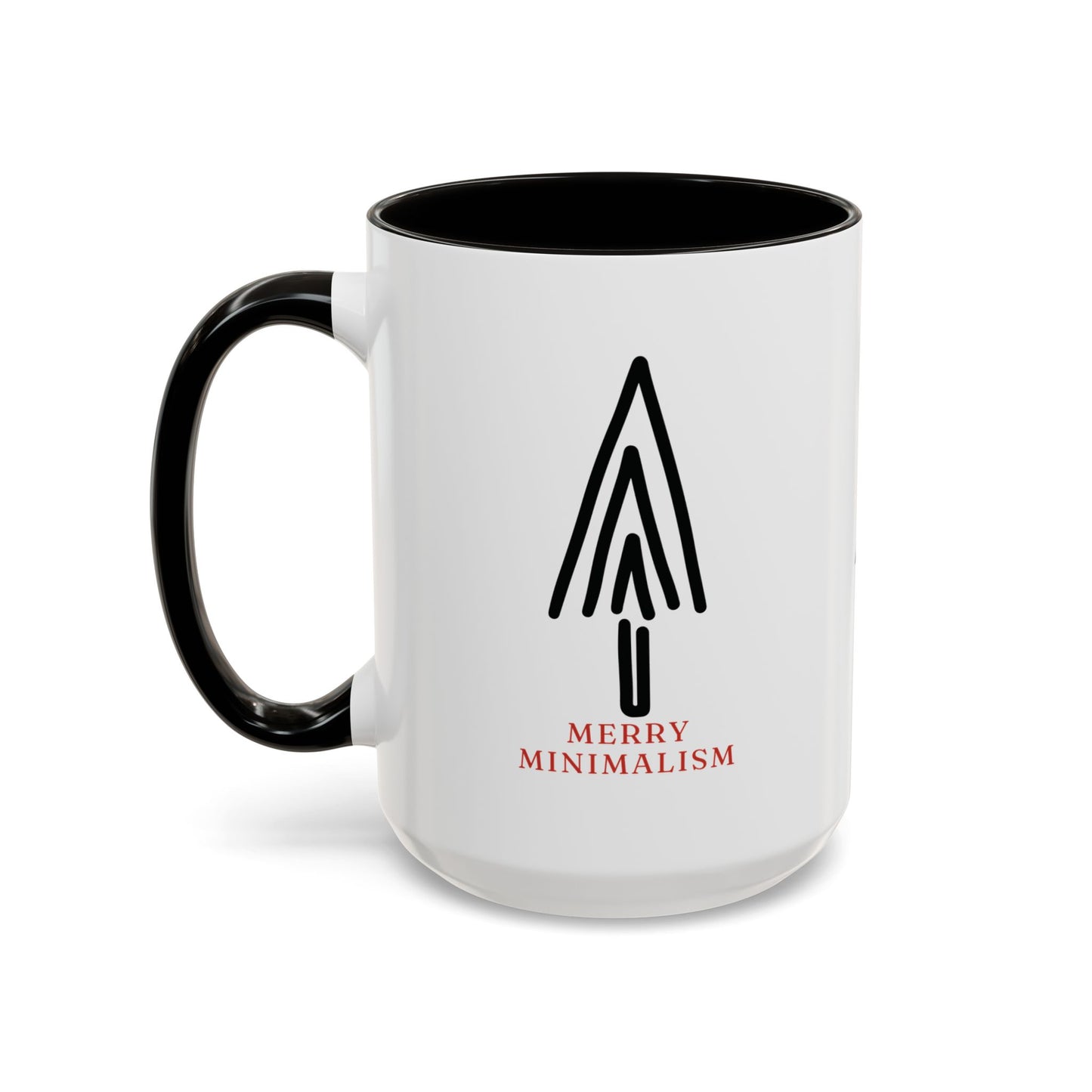 Merry Minimalism Geometric Tree 15 oz Red Accent Mug | Modern Christmas Tree Coffee Cup
