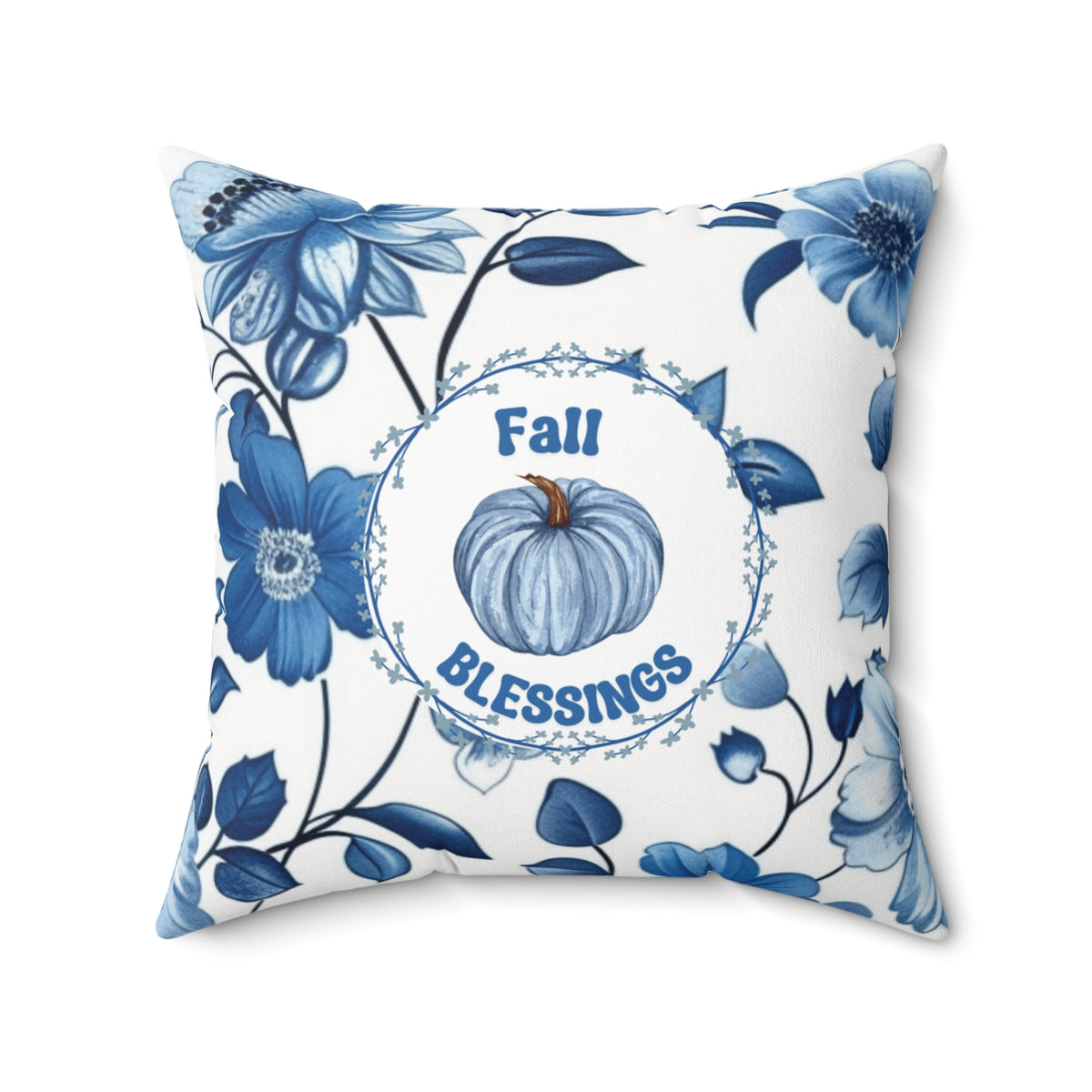 Fall Blessings Blue Pumpkin Pillow