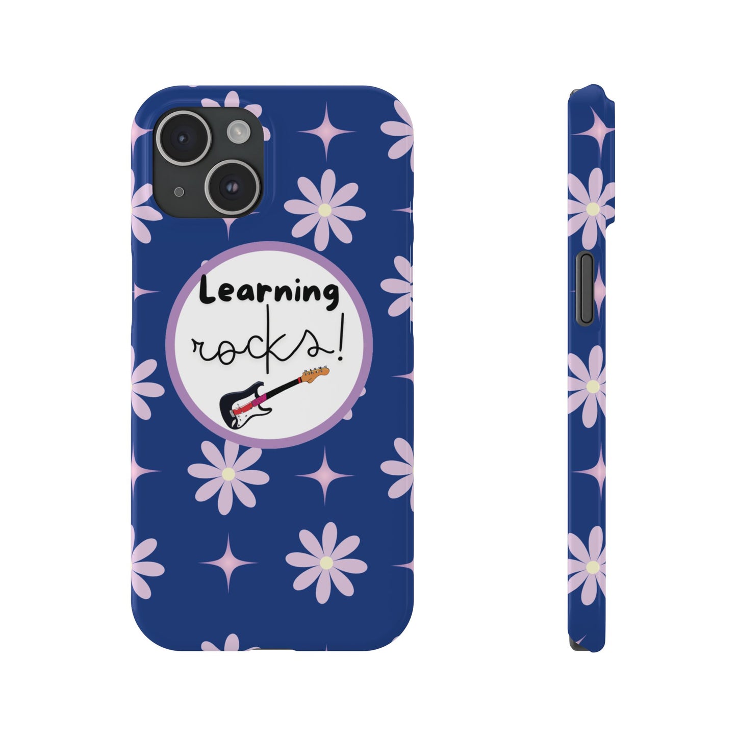 Inspirational Back to School Phone Case Cool Trendy Blue Floral  Music-Themed iPhone Cover for Music Lovers