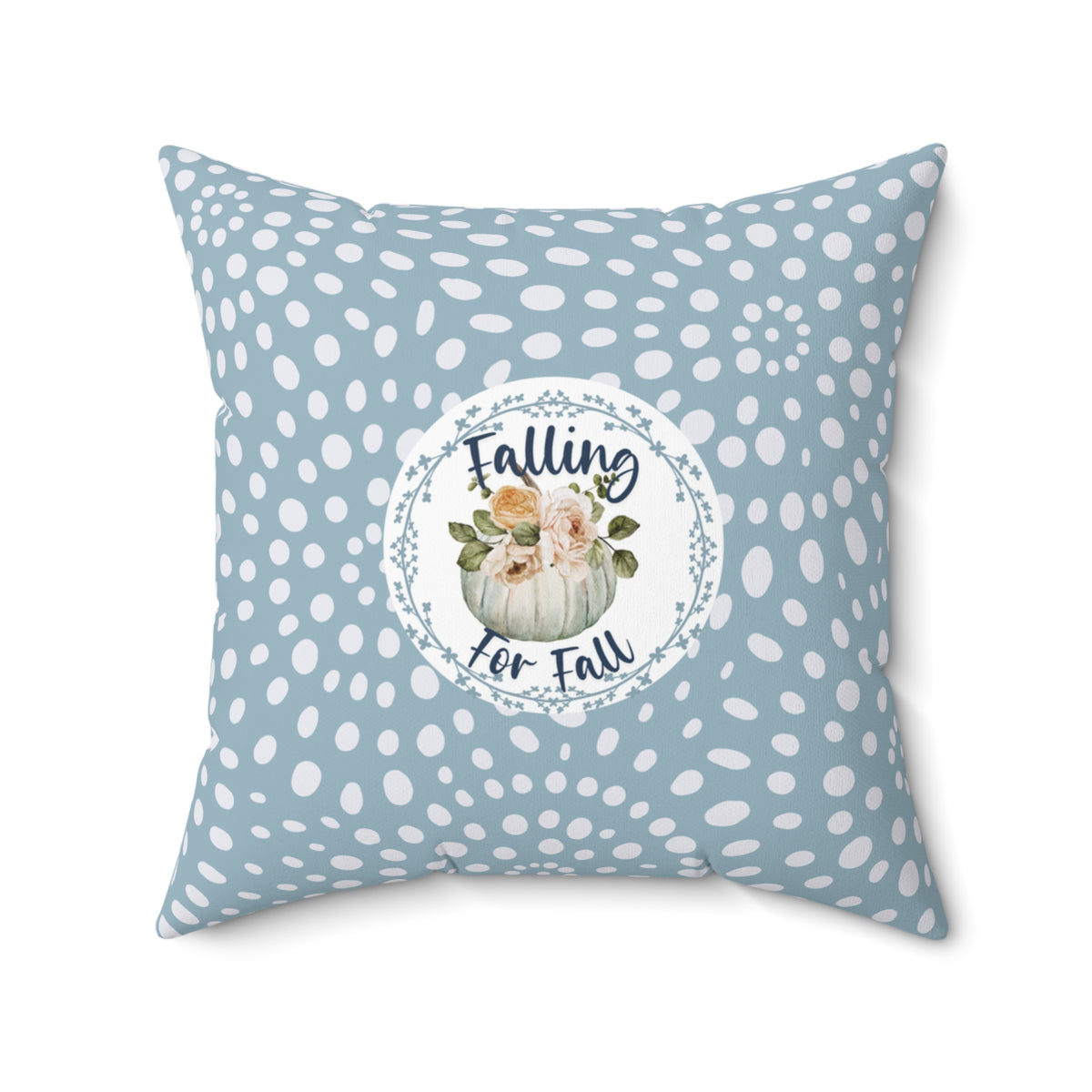 Falling for Fall Blue Floral Pumpkin Pillow