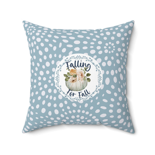 Falling for Fall Blue Floral Pumpkin Pillow