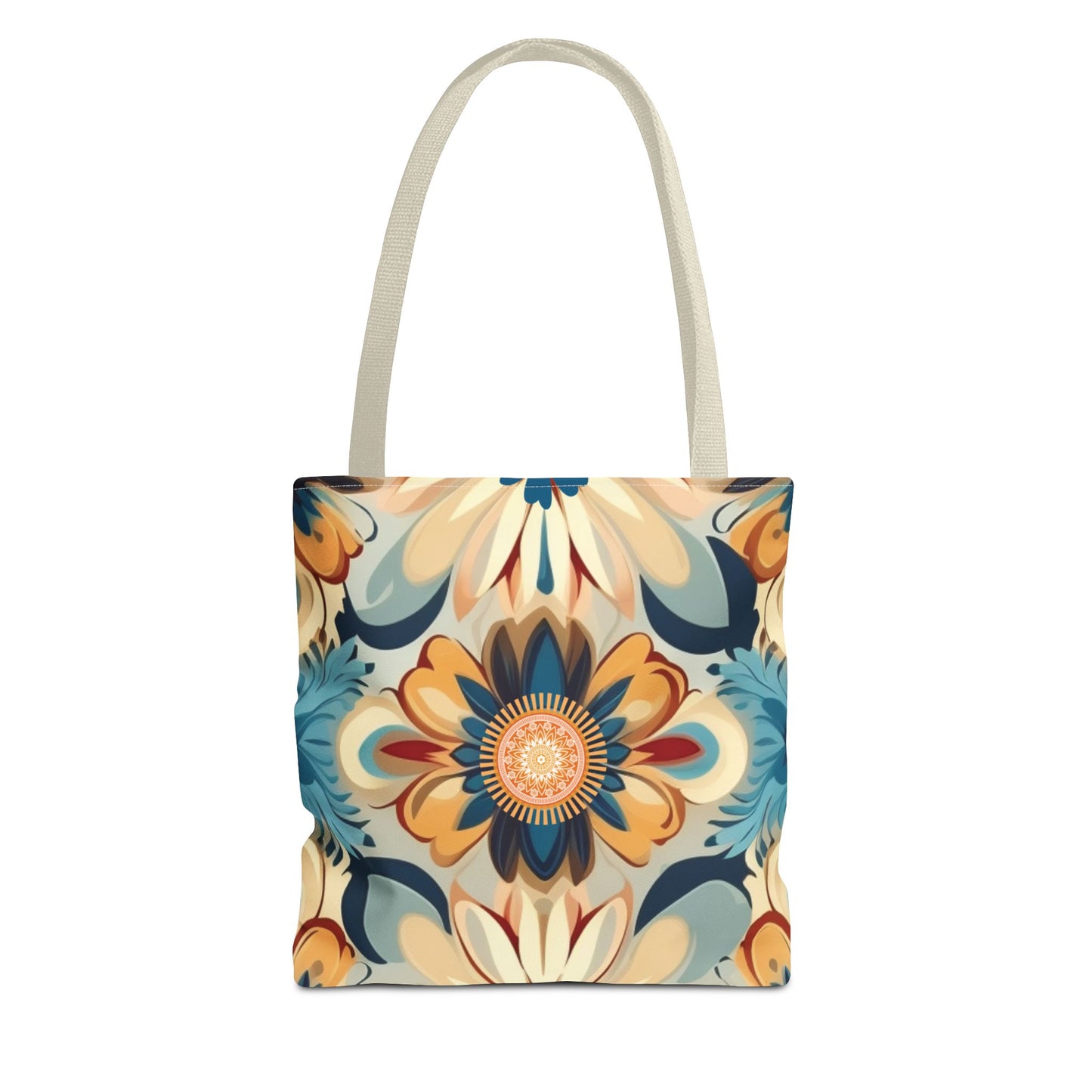 Bohemian Style Floral Tote With Medallion Accent Trendy Multipurpose Everyday Carryall Eye-Catching Design Fashionable Shopper