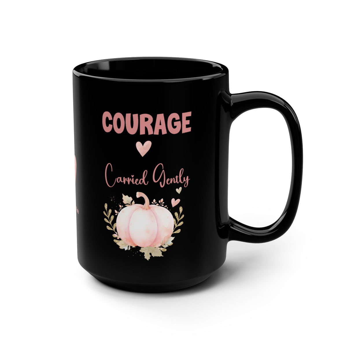 Courage, Carried Gently Midnight Black Pumpkin Mug