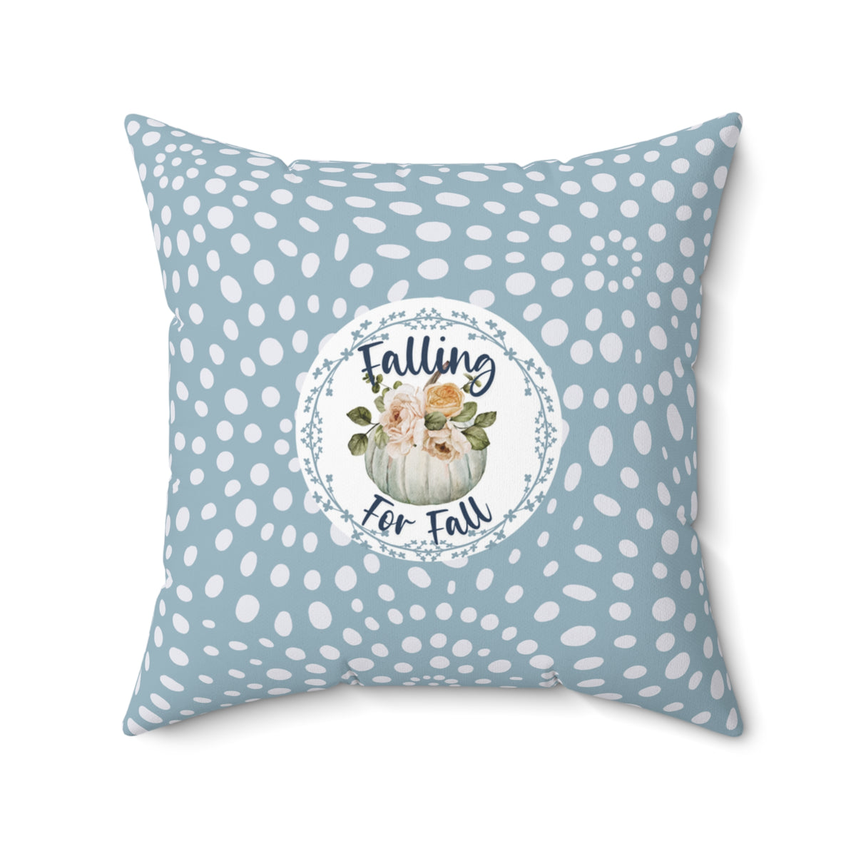 Falling for Fall Blue Floral Pumpkin Pillow
