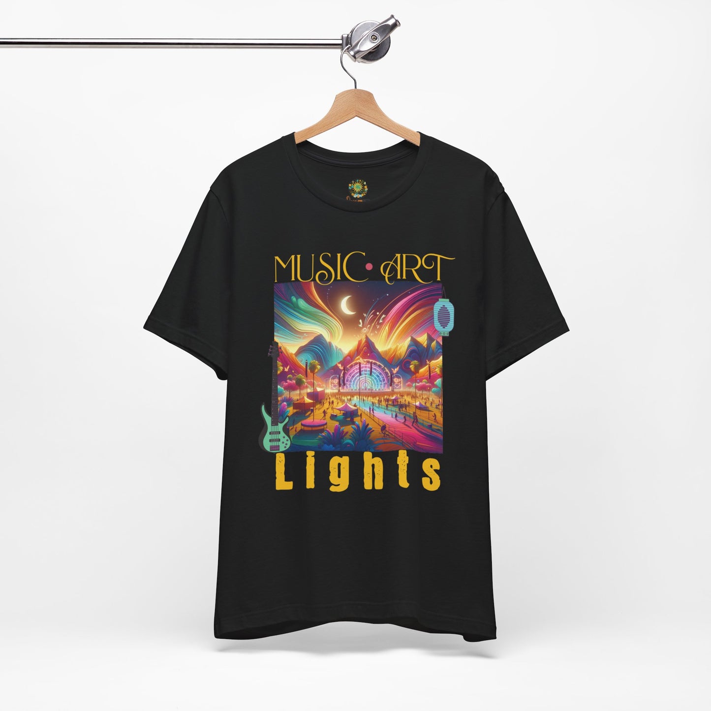 Bohemian Desert Festival T-Shirt Trendy Music Art Lights Top for Festival-Goers Dancing Couple Tee for Music Lovers