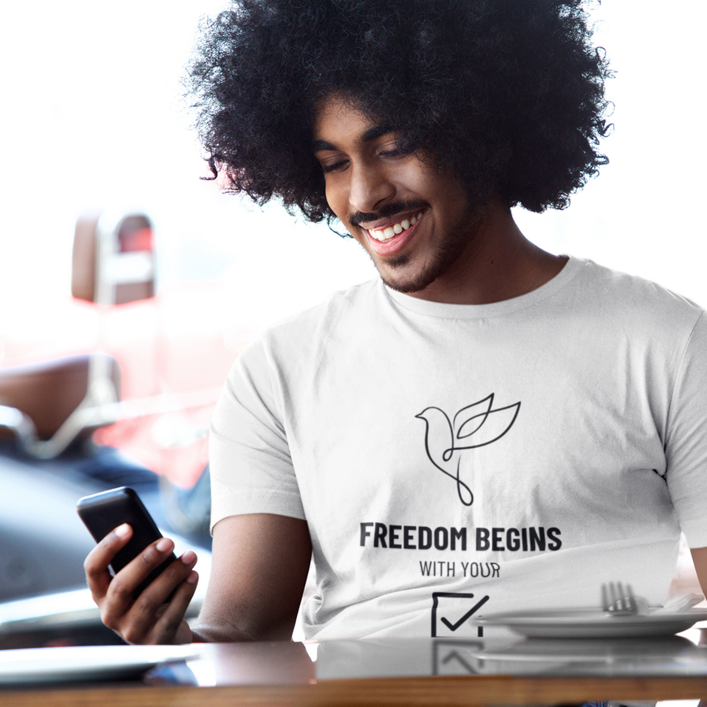 US Election 2024 T-Shirt Freedom Begins With Your Vote Inspirational Voting Rights Tee for Democracy Civic Pride