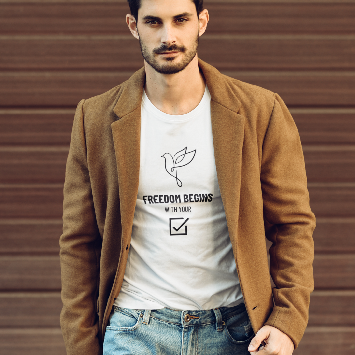 US Election 2024 T-Shirt Freedom Begins With Your Vote Inspirational Voting Rights Tee for Democracy Civic Pride