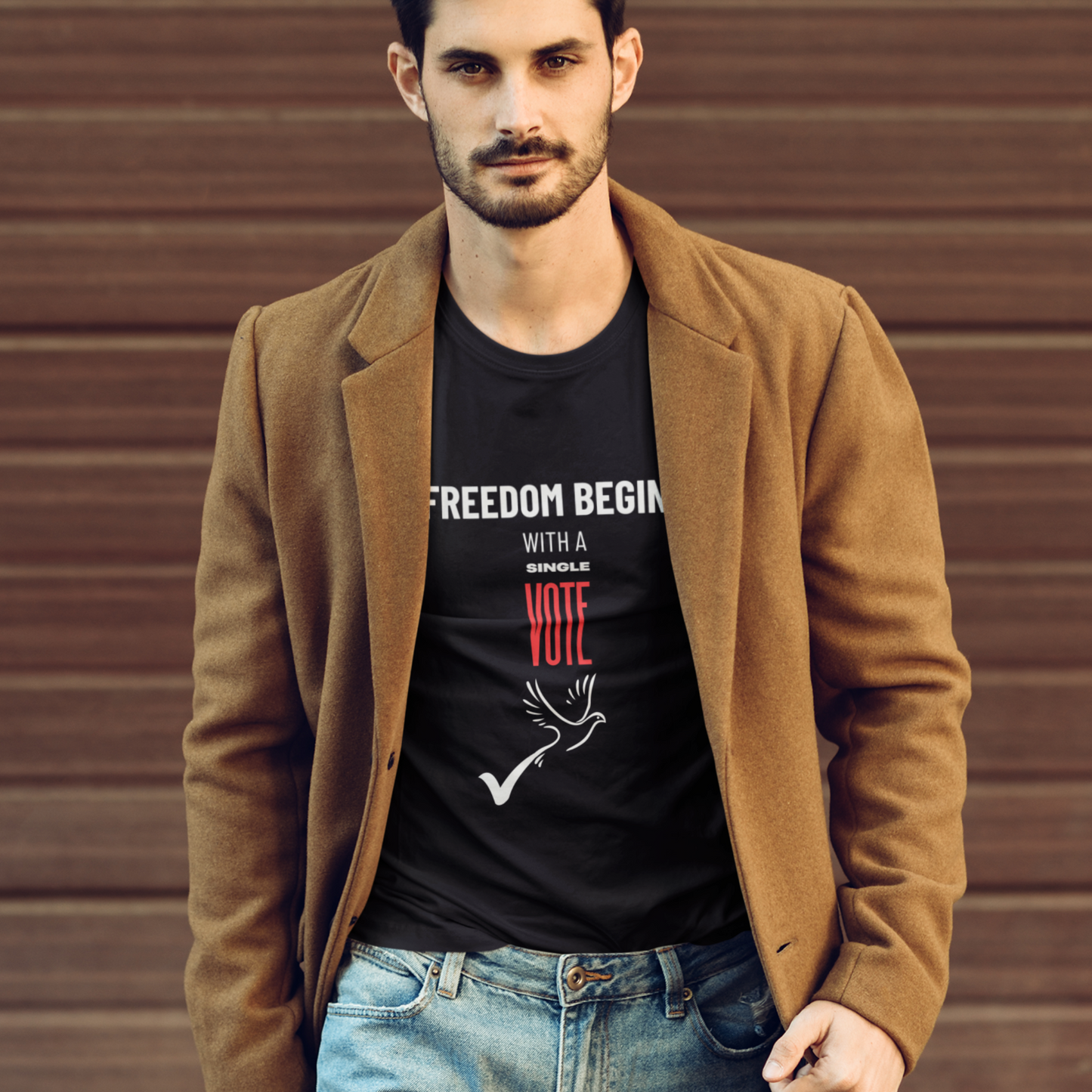 US Election 2024 T-Shirt Freedom Begins With A Single Vote Red Republican Party Tee Civic Duty Fashion