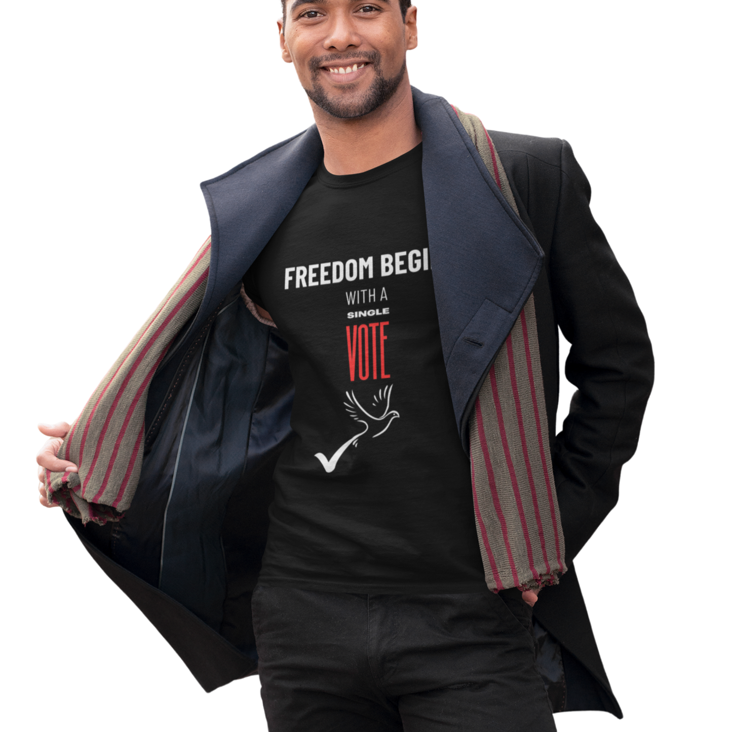 US Election 2024 T-Shirt Freedom Begins With A Single Vote Red Republican Party Tee Civic Duty Fashion