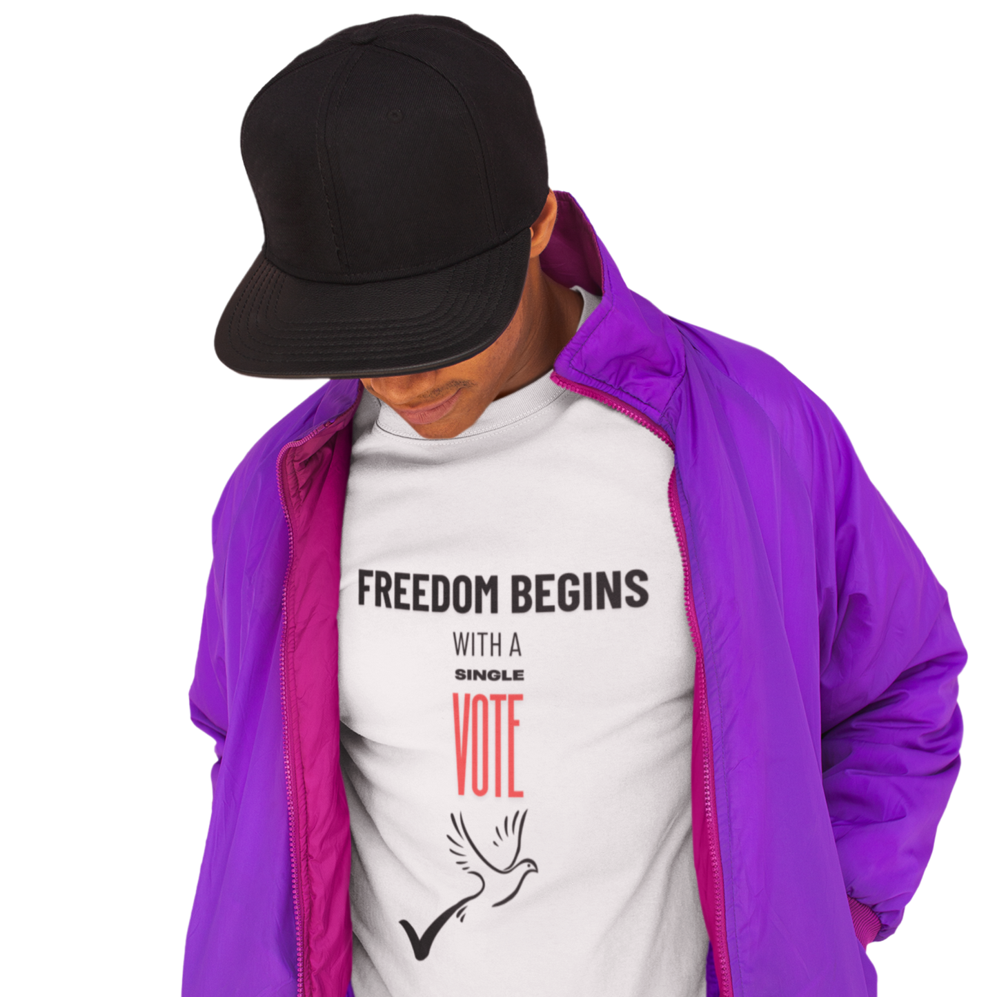 US Election 2024 T-Shirt Freedom Begins With A Single Vote Red Republican Party Tee Civic Duty Fashion