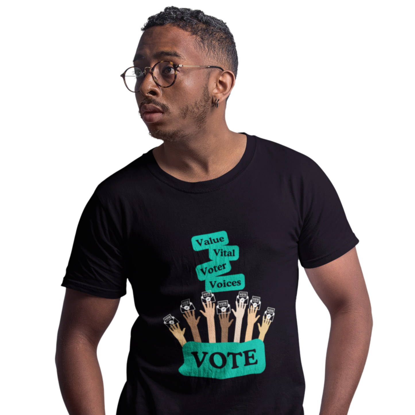 Unique Voting Design US Election 2024 T-Shirt Value Vital Voter Voices Graphic Hands Voting Tee Election Apparel
