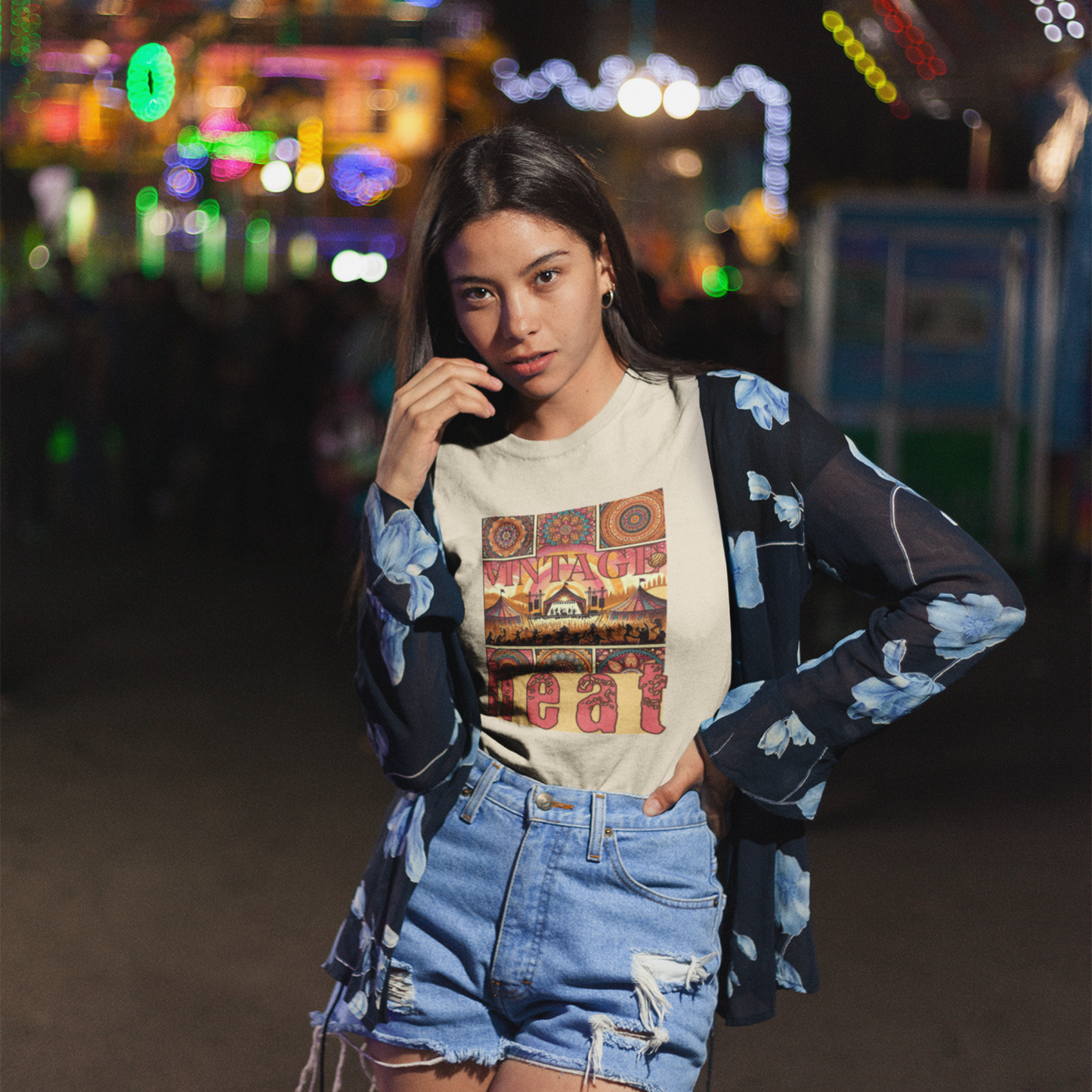 Vintage Heat T-Shirt Bohemian Desert Music Festival Tee for Festival-Goers Music Lovers