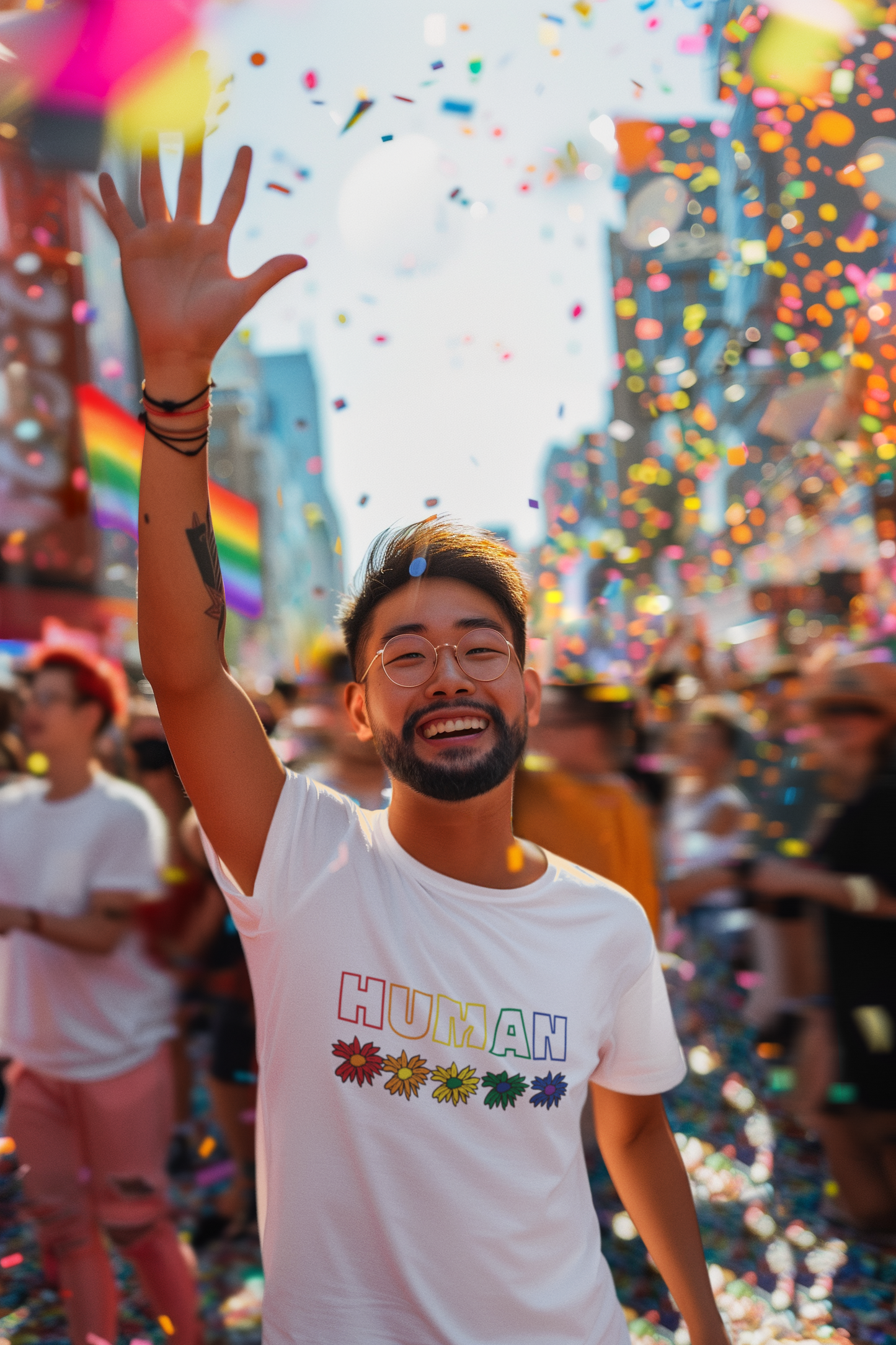 Inclusivity Rainbow T-Shirt for LGBTQ Celebration Stylish PRIDE Wear Stand proud Tee Human Equality Shirt Flower Design