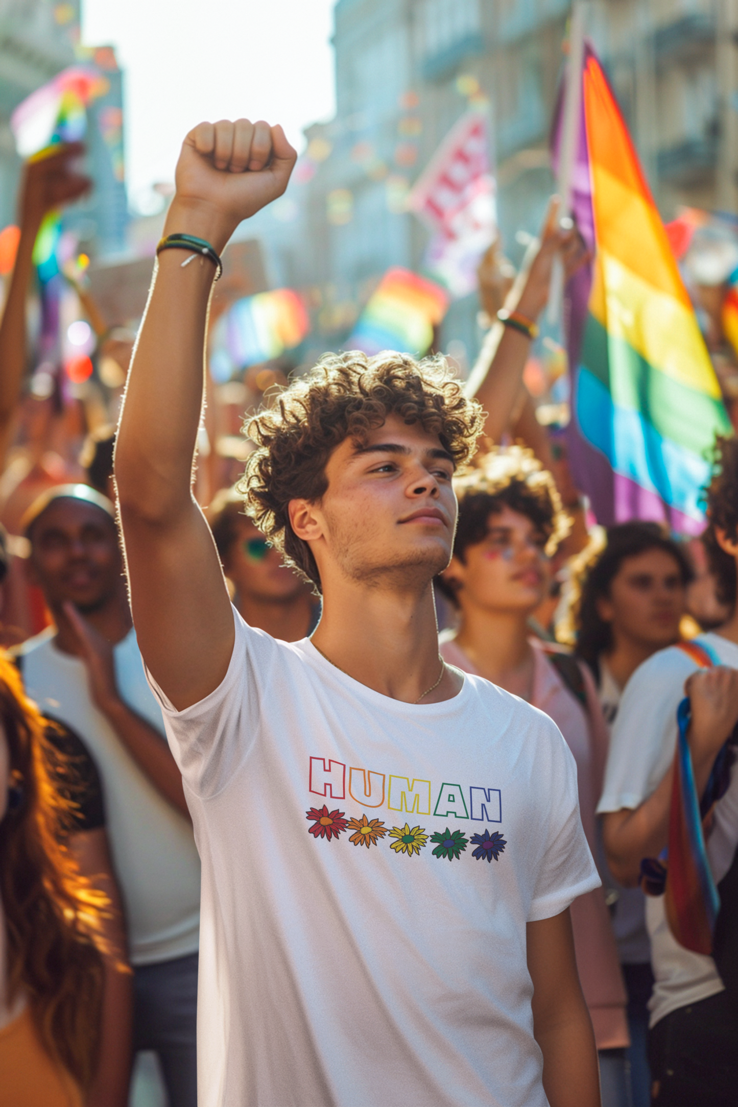 Inclusivity Rainbow T-Shirt for LGBTQ Celebration Stylish PRIDE Wear Stand proud Tee Human Equality Shirt Flower Design