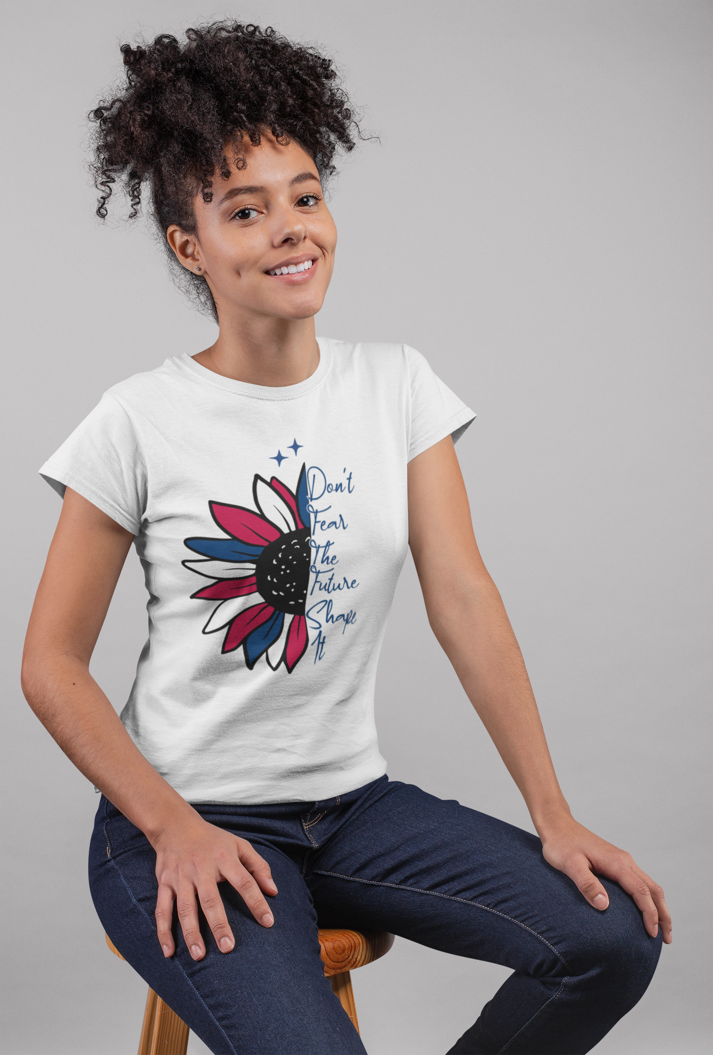 Inspirational Red White and Blue T-Shirt Civic Pride Sunflower Shirt Patriotic MotivationalTee for 4th of July Memorial Day Presidents Day Celebrate USA