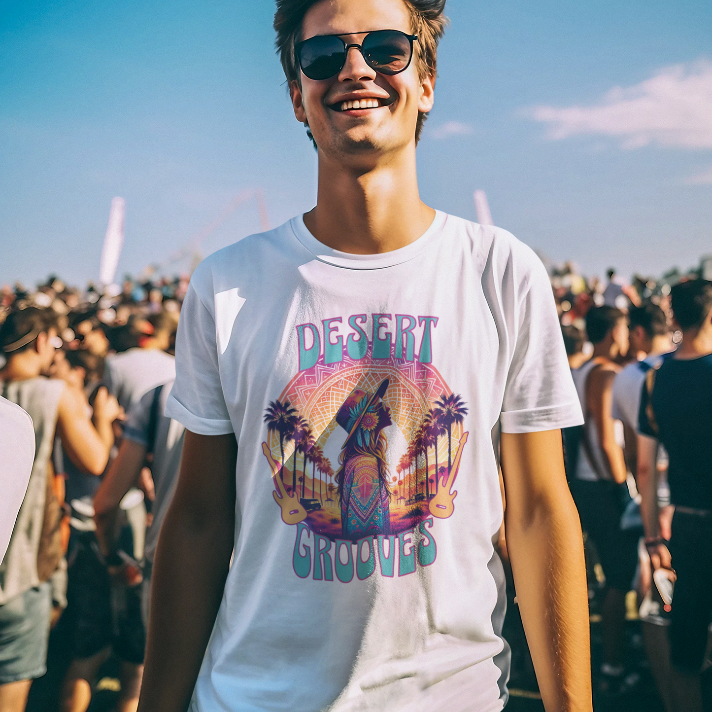 Bohemian T-Shirt Desert Grooves Festive Tee for Festival-Goers Music Festivals Boho Style Music Lovers