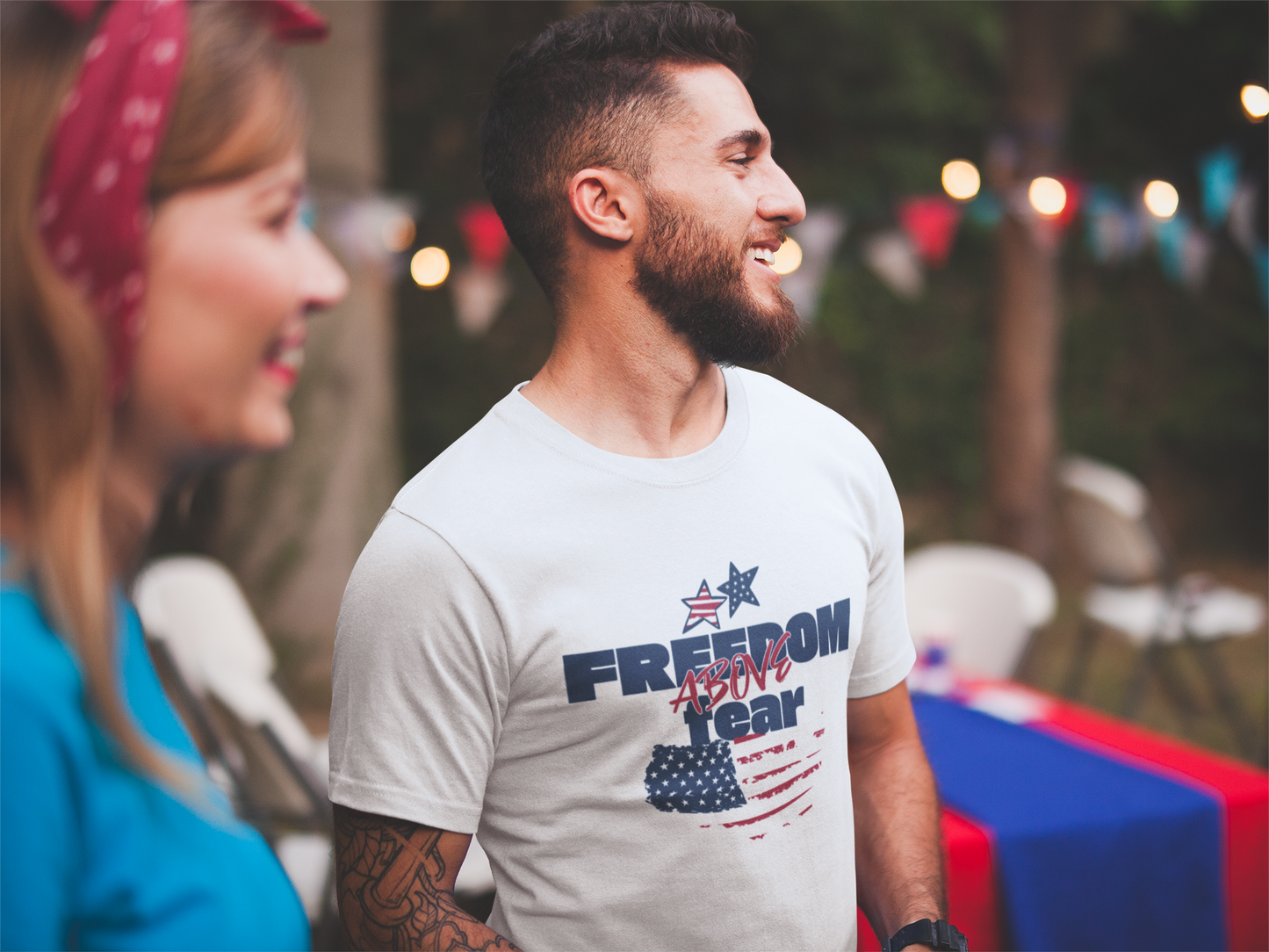 Freedom Above Fear Shirt USA Civic Pride T-Shirt Patriotic Inspirational Flag Design Tee for 4th of July Memorial Day Presidents Day Celebrate USA