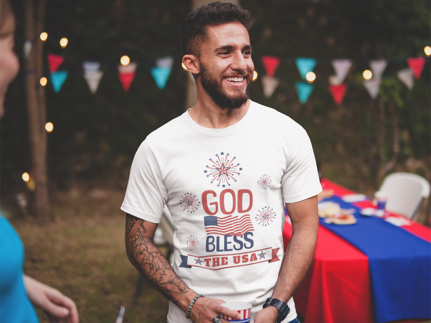 Patriotic T Shirt God Bless The USA Inspirational Tee for 4th of July Civic Pride Memorial Day Presidents Day Celebrate USA